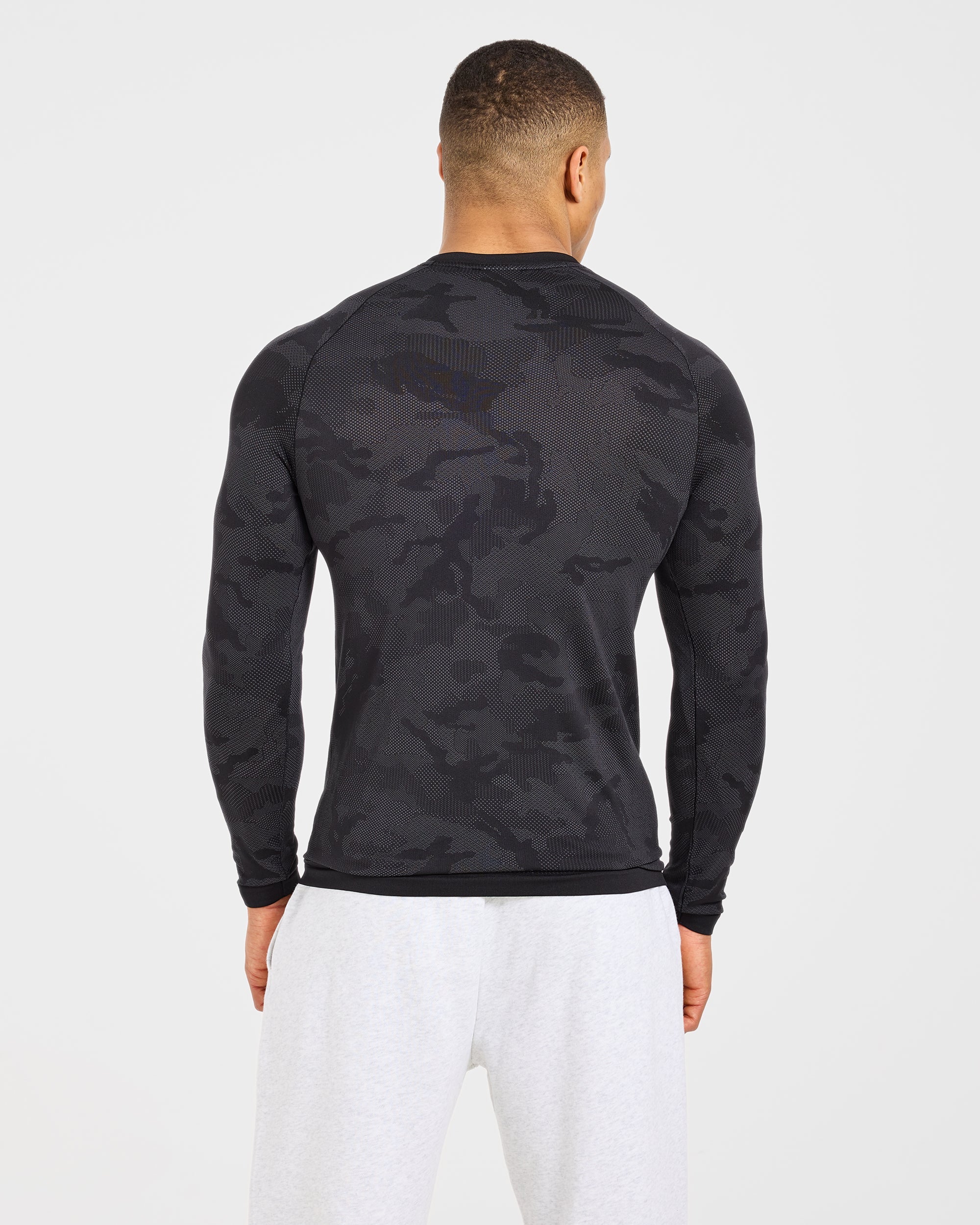 Camo Seamless Long Sleeve T Shirt - Schwarz