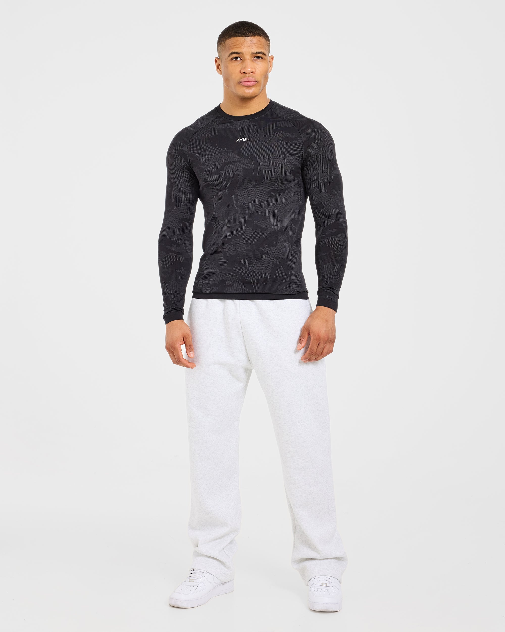Camo Seamless Long Sleeve T Shirt - Schwarz