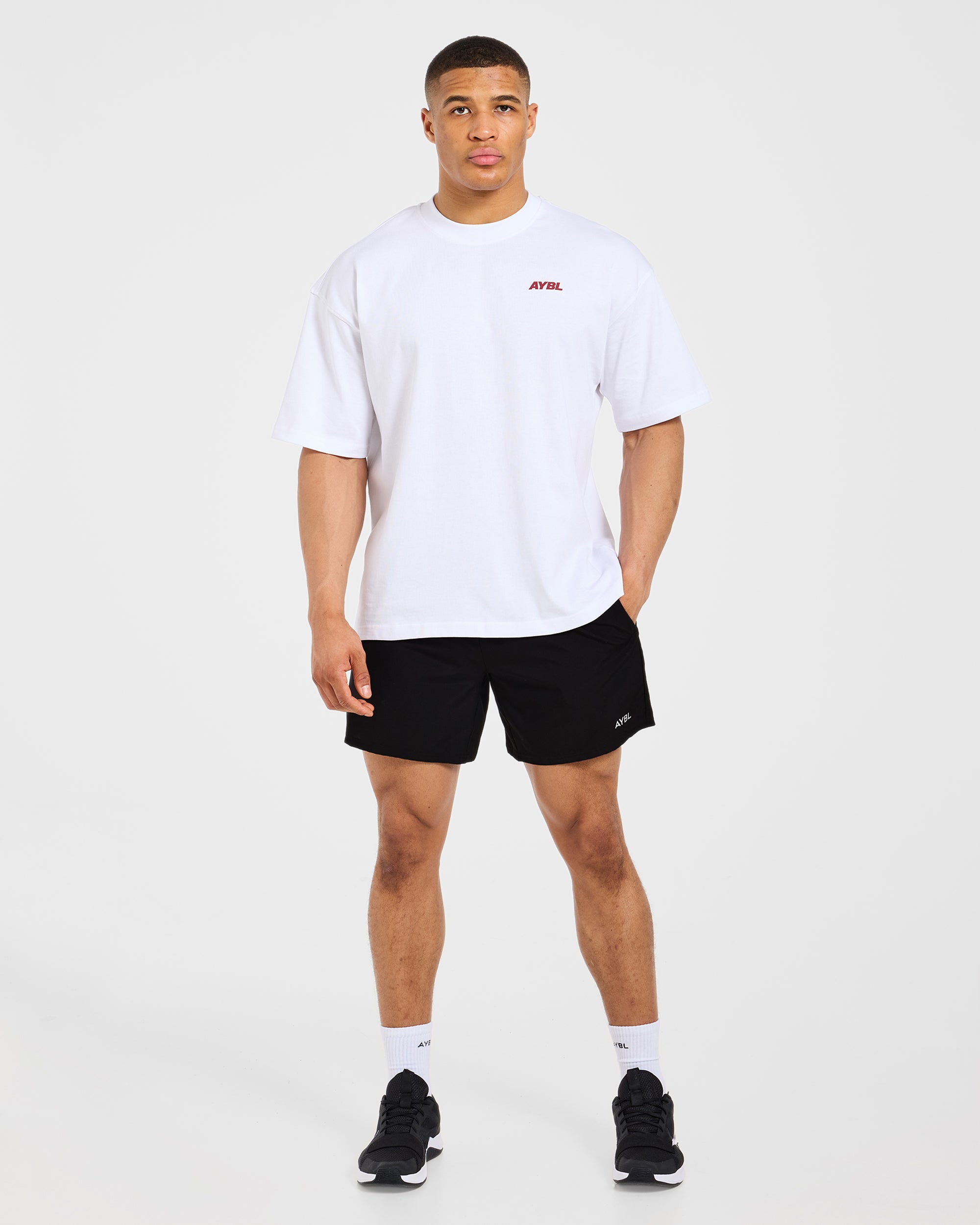 AYBL Sportswear 18 Oversized T Shirt - Weiß/Rot