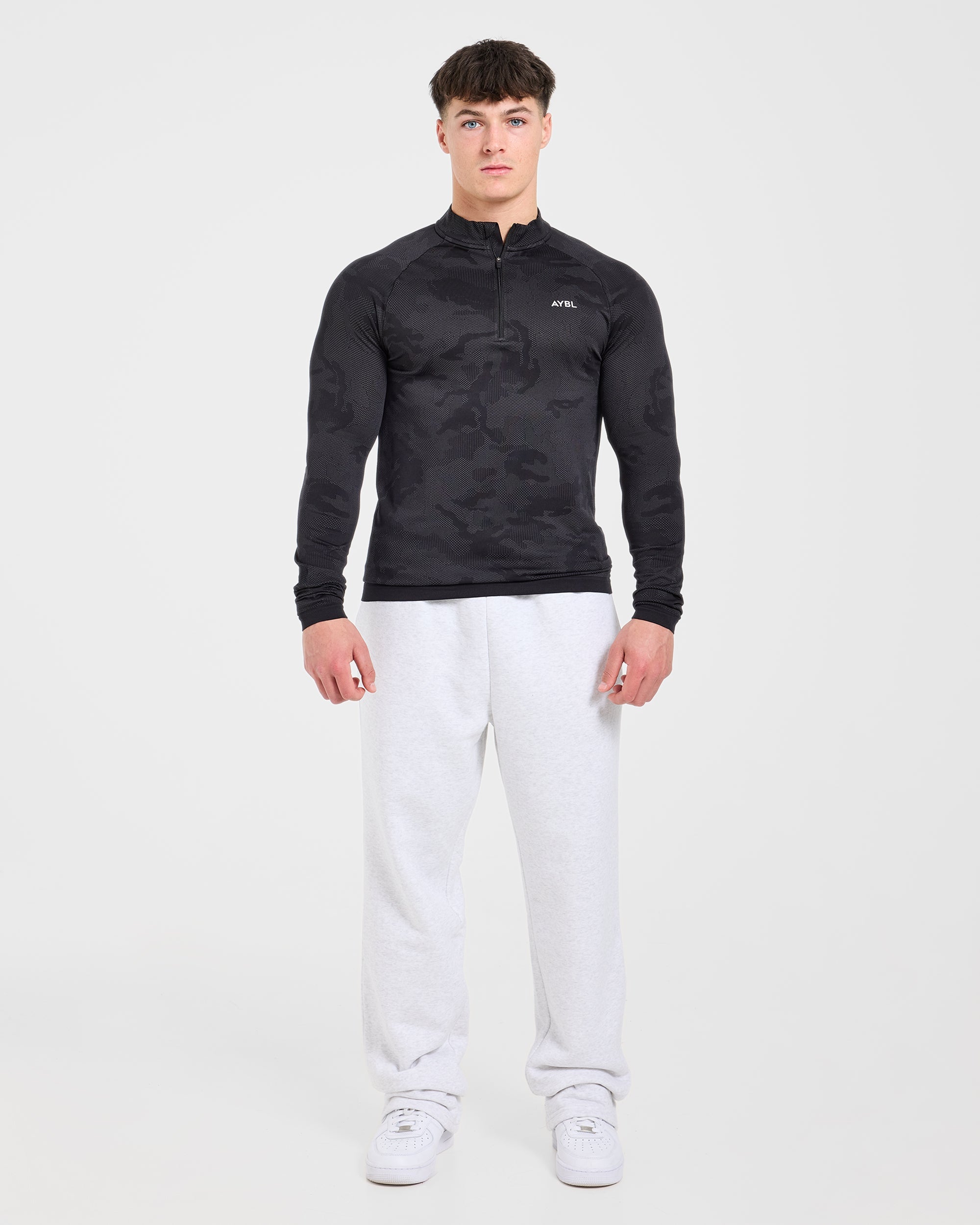 Camo Seamless 1/4 Zip Pullover - Schwarz