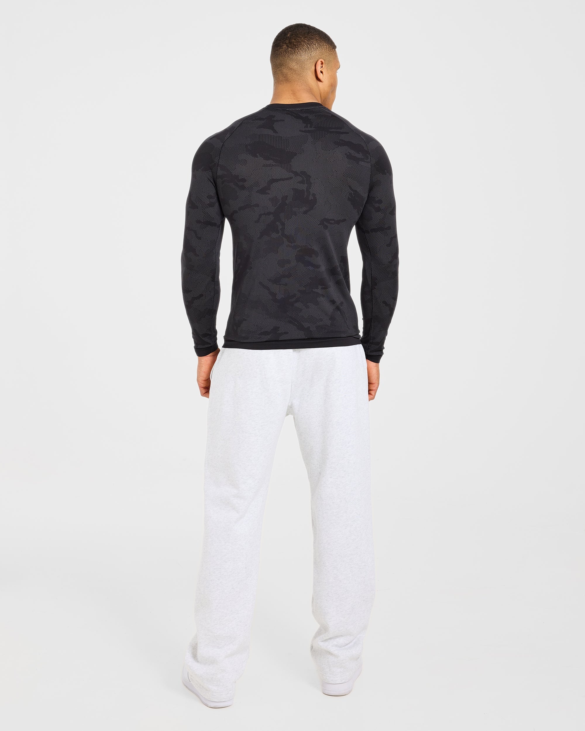 Camo Seamless Long Sleeve T Shirt - Schwarz