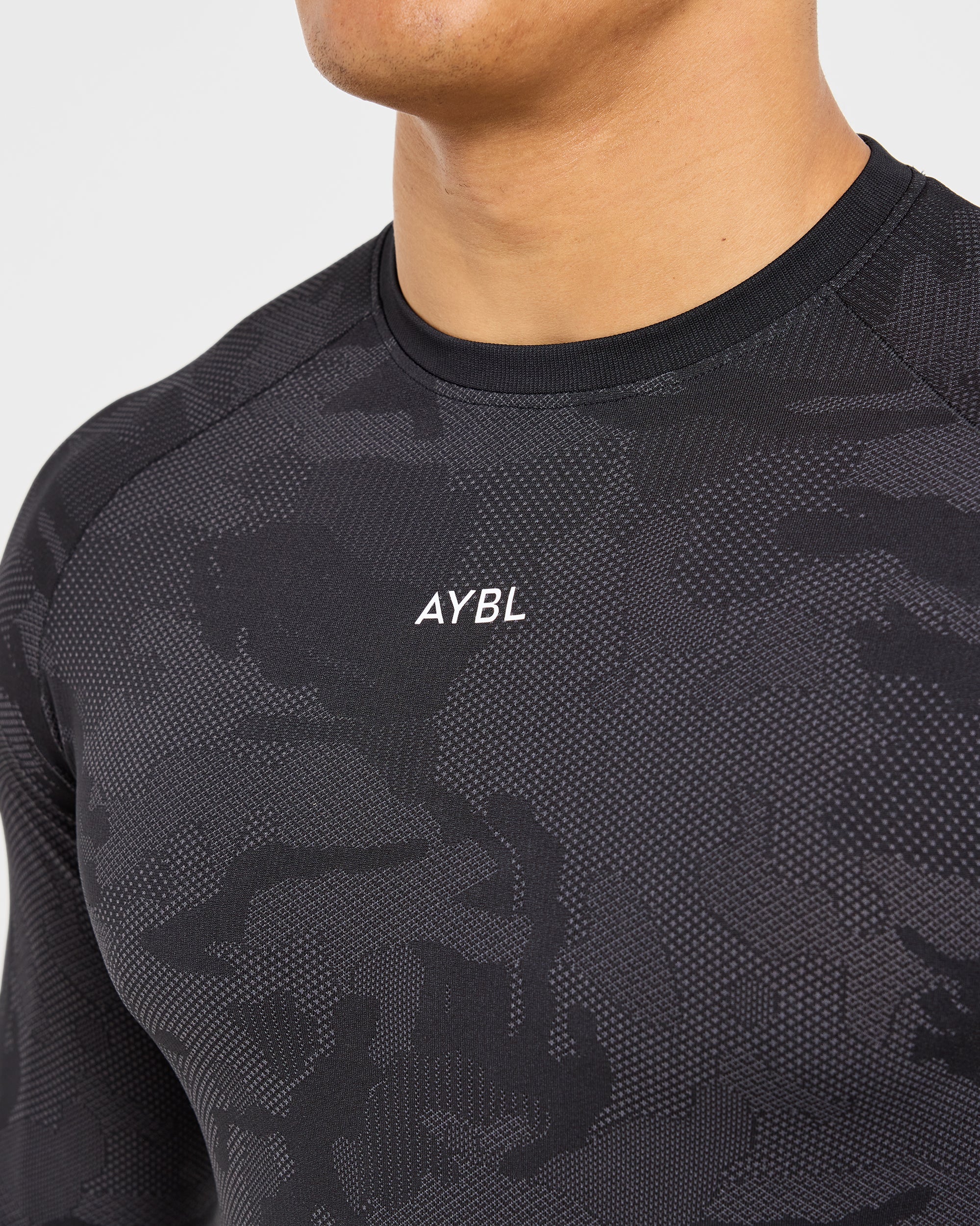 Camo Seamless Long Sleeve T Shirt - Schwarz