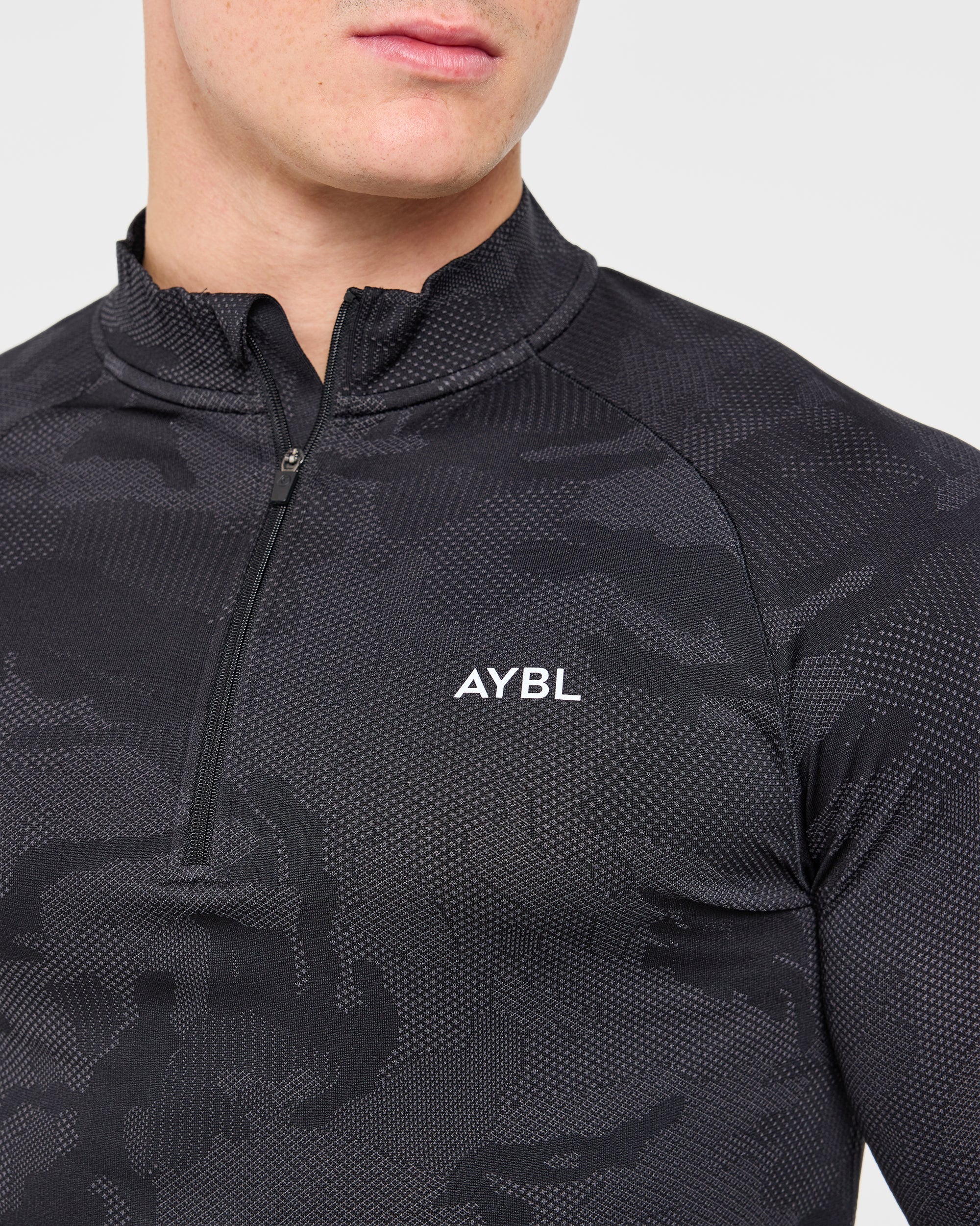 Camo Seamless 1/4 Zip Pullover - Schwarz