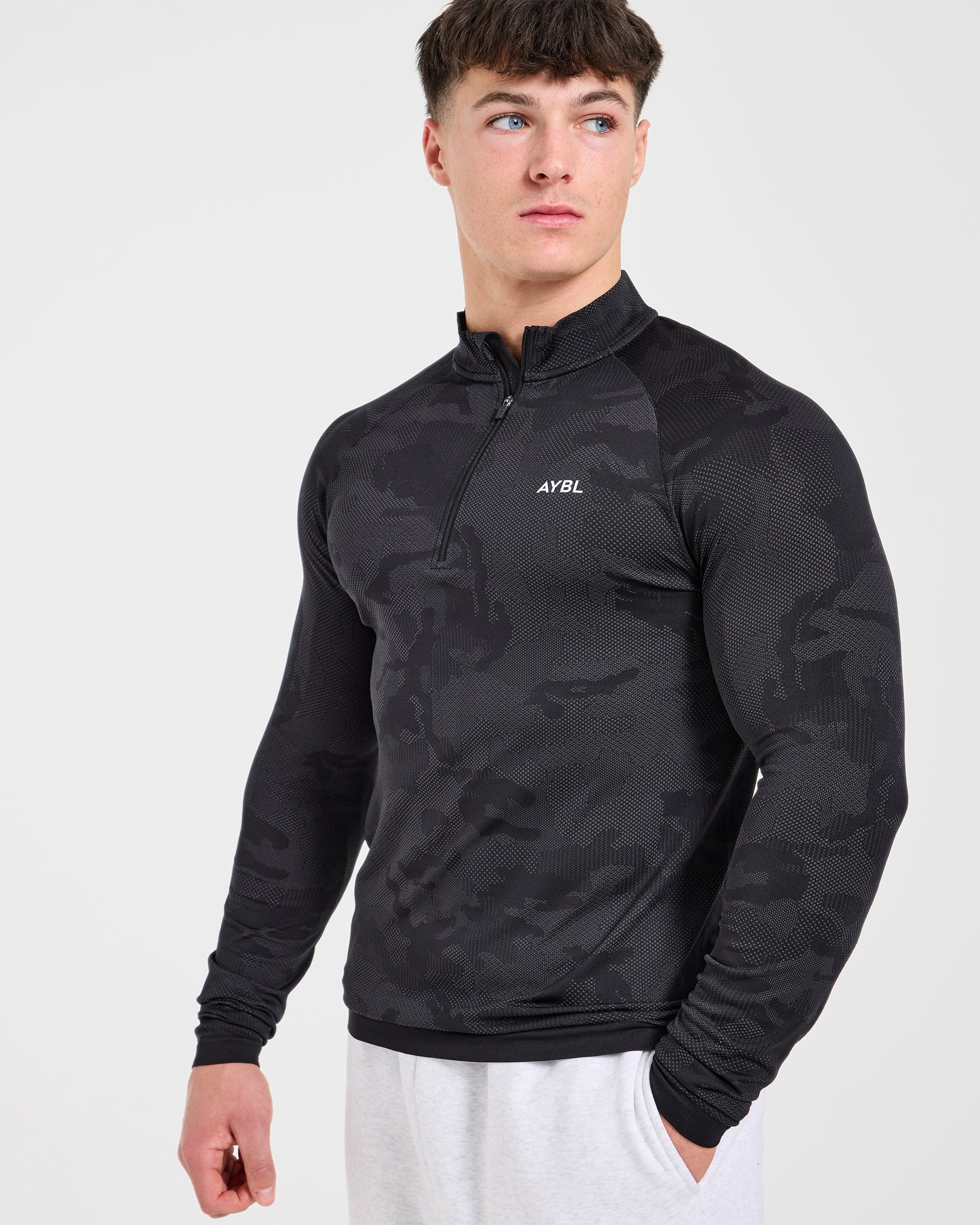 Camo Seamless 1/4 Zip Pullover - Schwarz