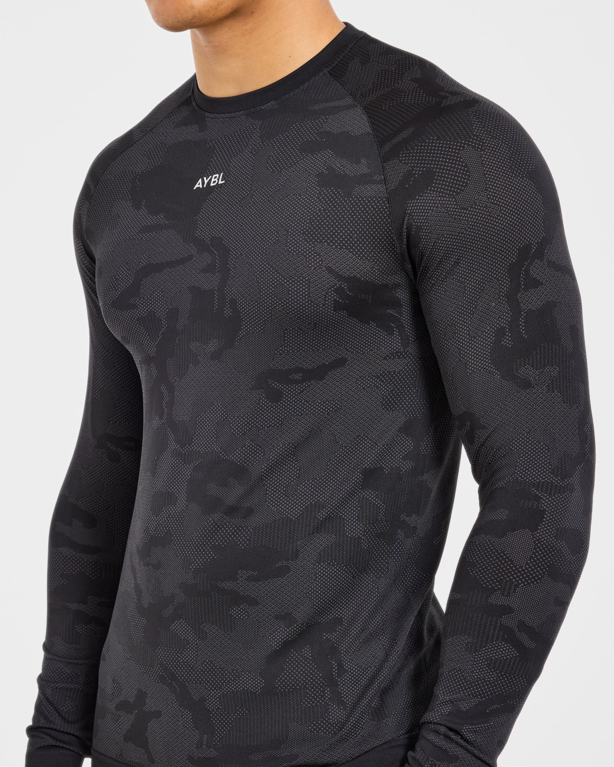 Camo Seamless Long Sleeve T Shirt - Schwarz