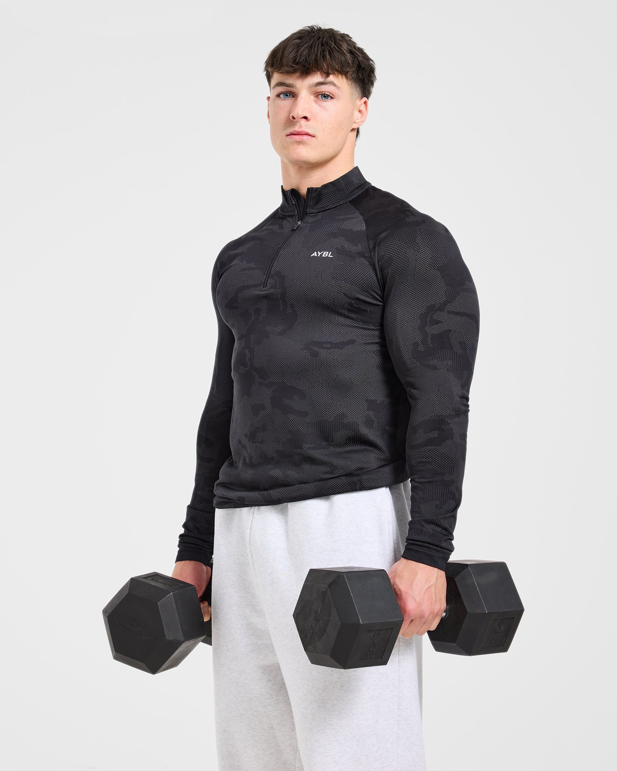 Camo Seamless 1/4 Zip Pullover - Schwarz