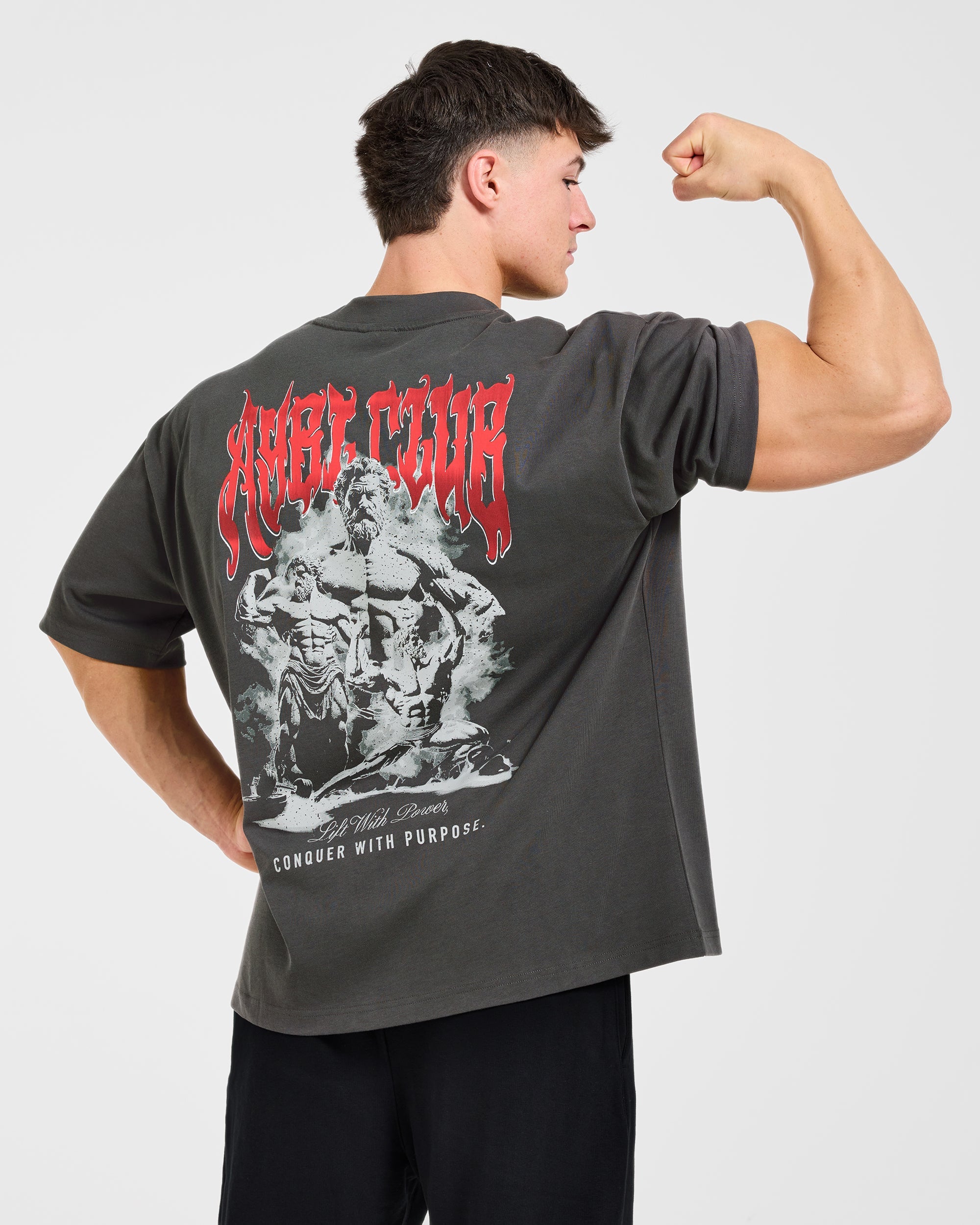 Lift Forge Oversized T Shirt - Charcoal/Rot