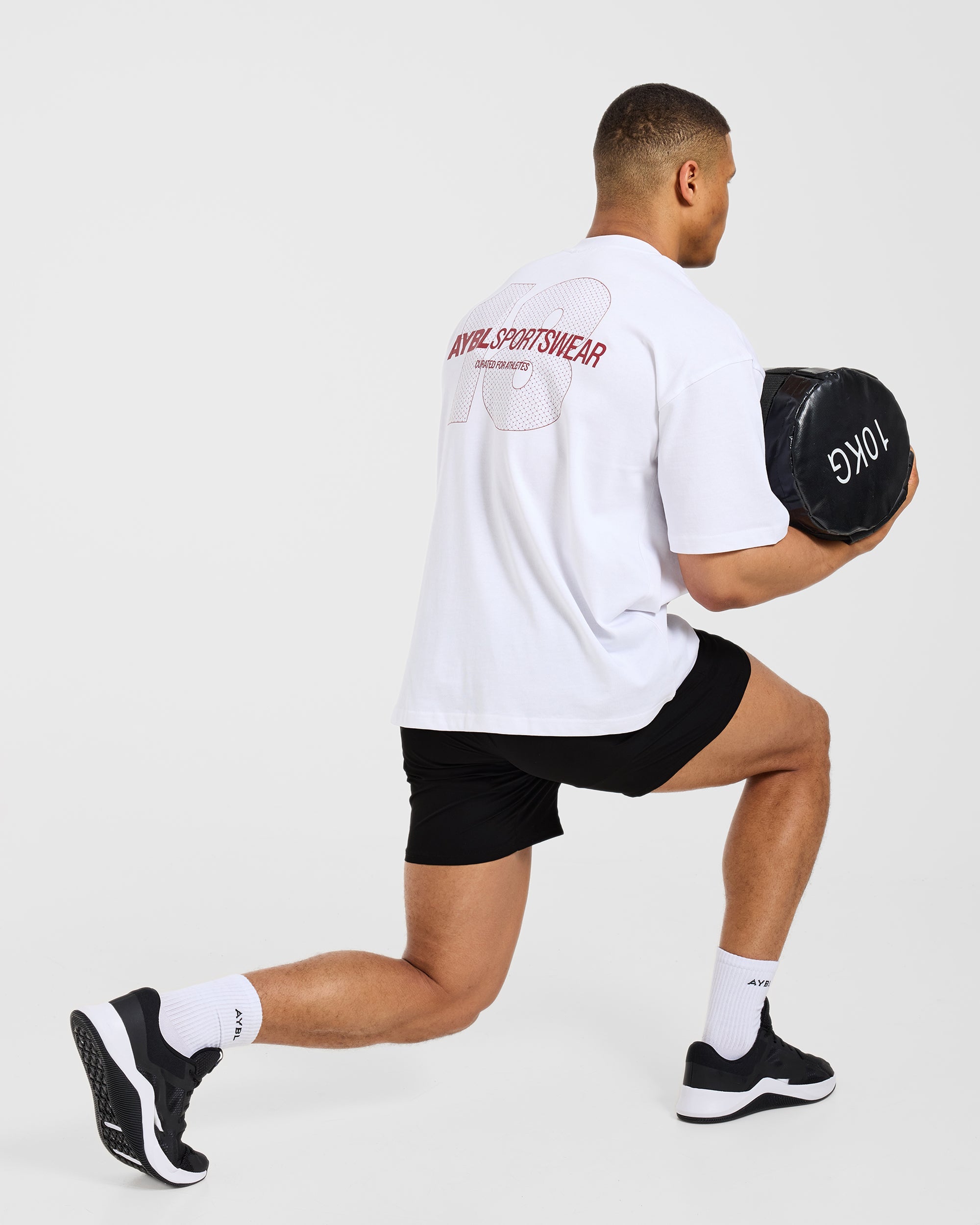 AYBL Sportswear 18 Oversized T Shirt - Weiß/Rot