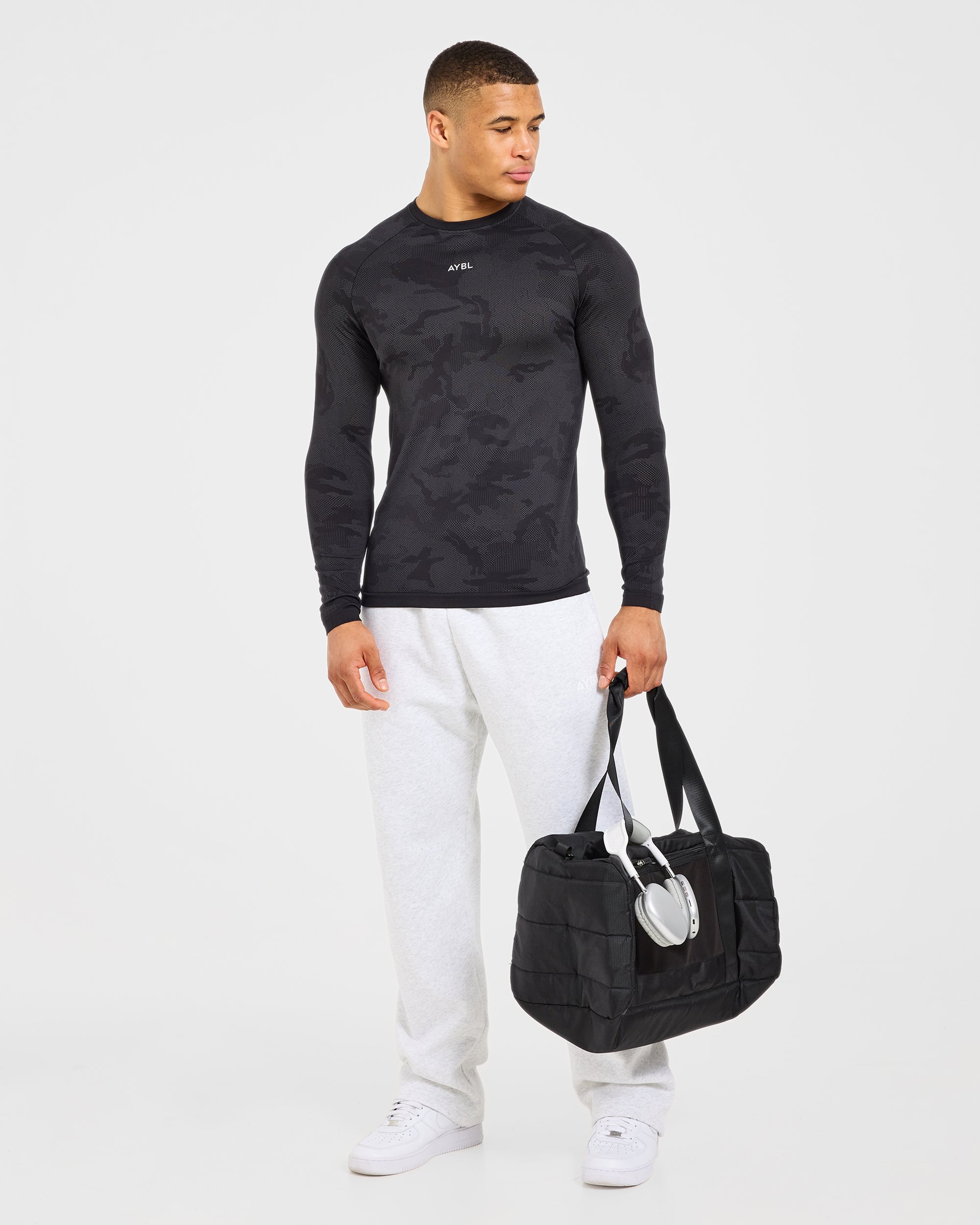 Camo Seamless Long Sleeve T Shirt - Schwarz
