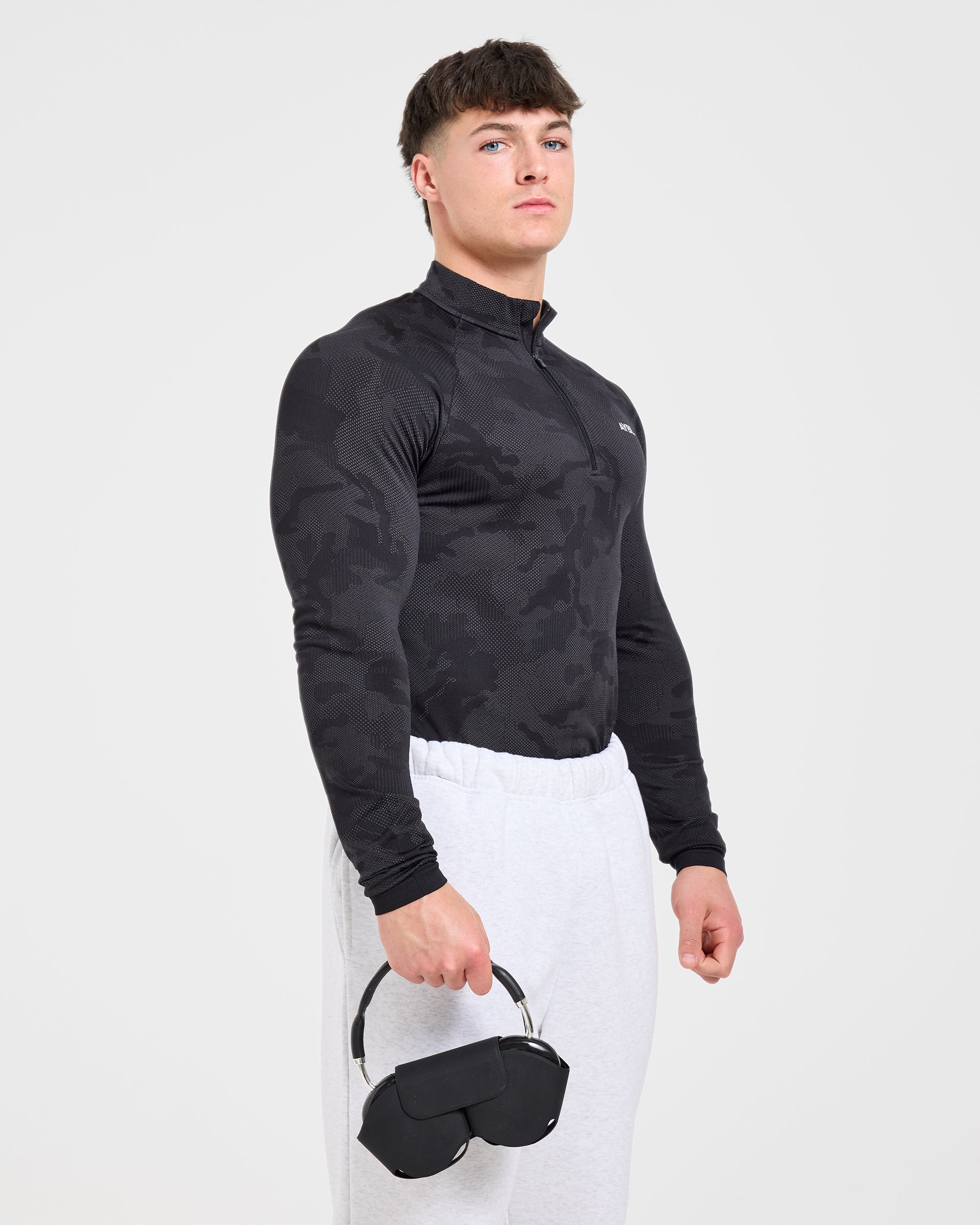Camo Seamless 1/4 Zip Pullover - Schwarz