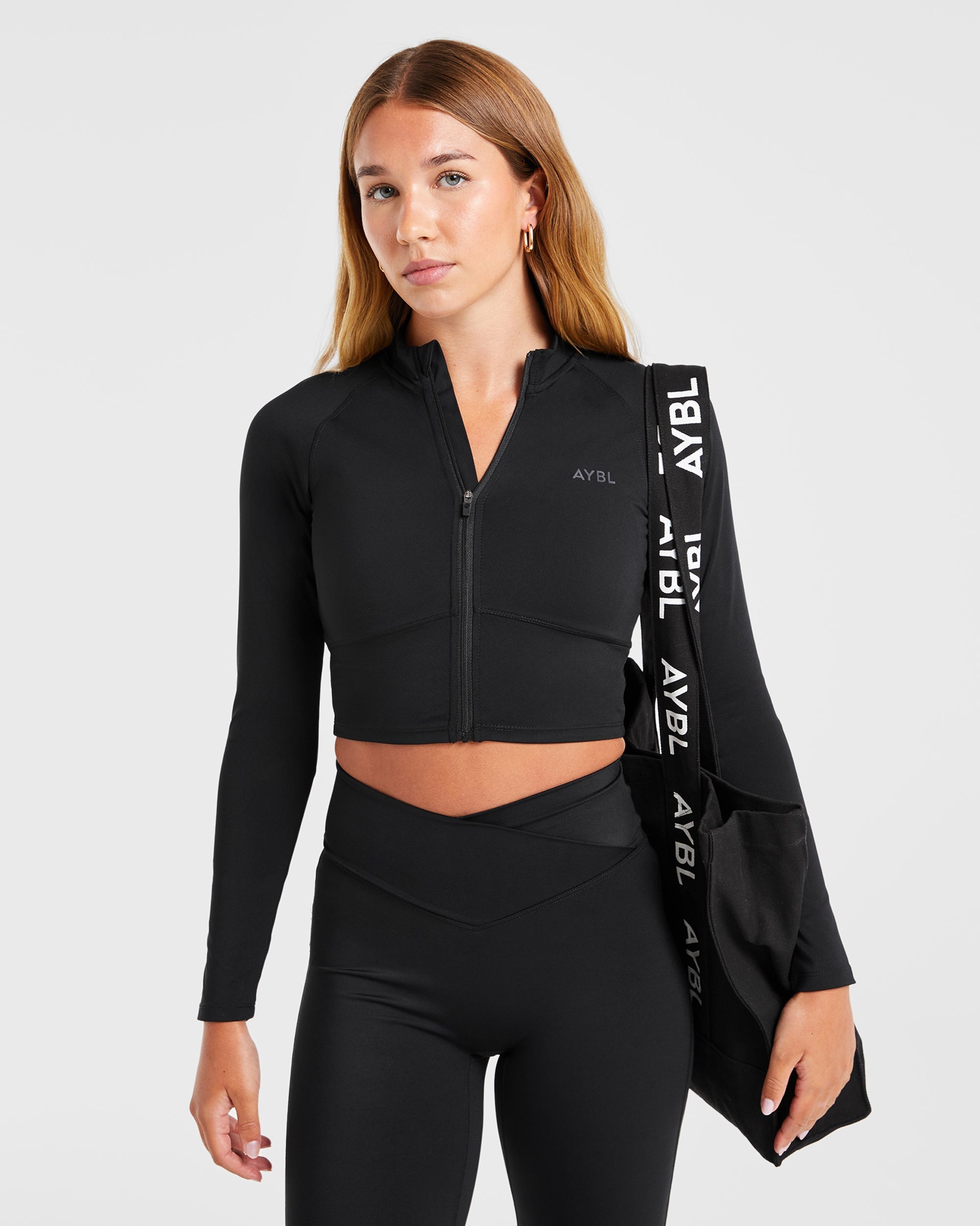 Sculpt Wrap Zip Up Jacket - Schwarz