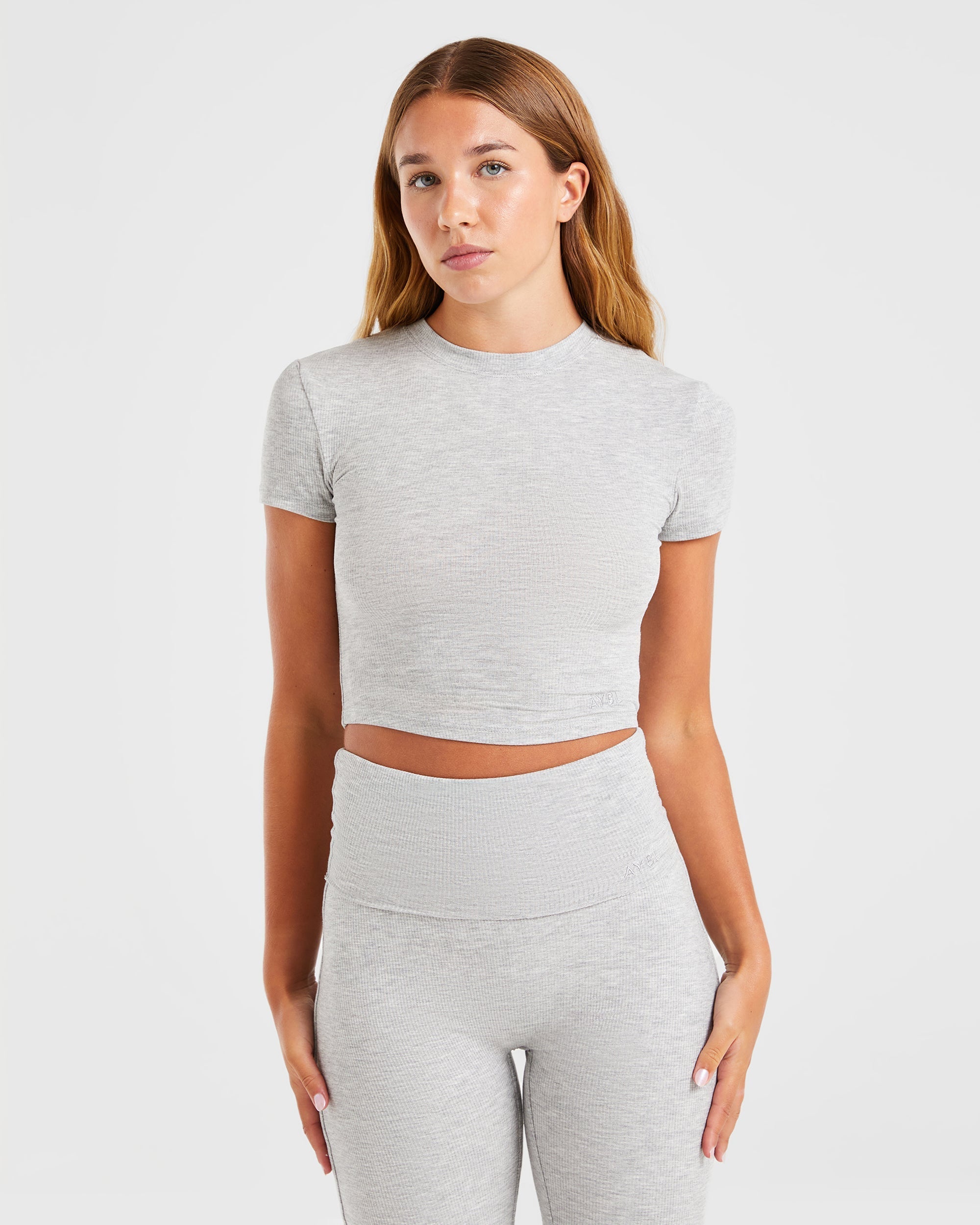 Lounge Ribbed T Shirt - Grau Marl