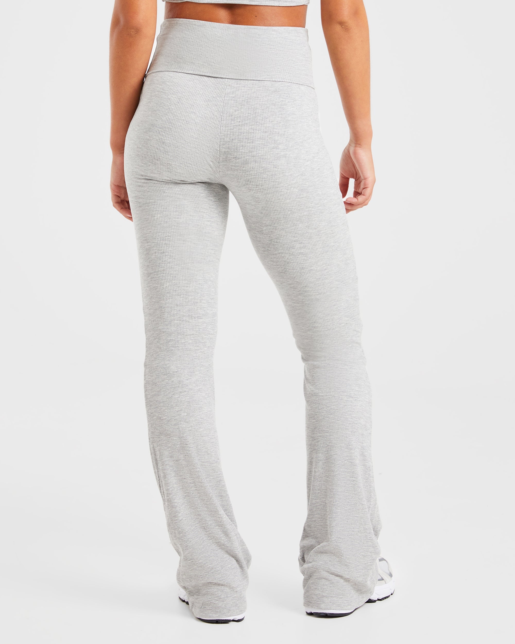 Lounge Ribbed Foldover Flared Leggings - Grau Marl