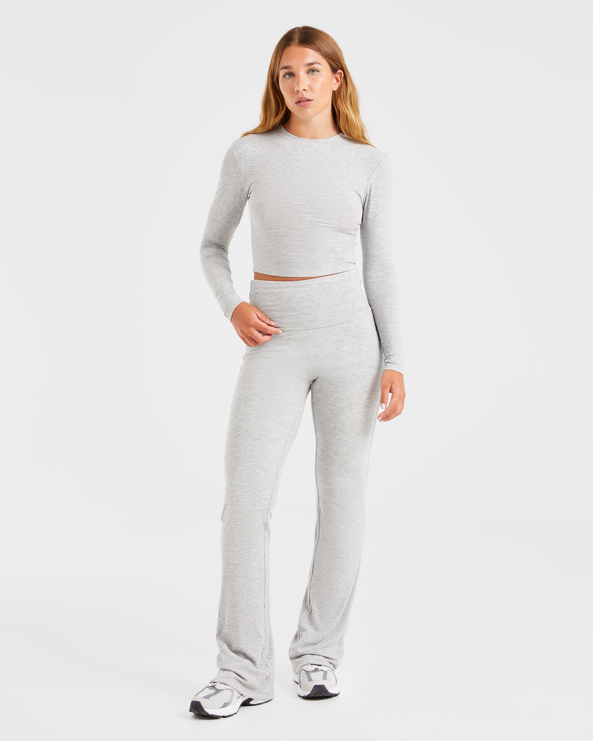 Lounge Ribbed Long Sleeve - Grau Marl