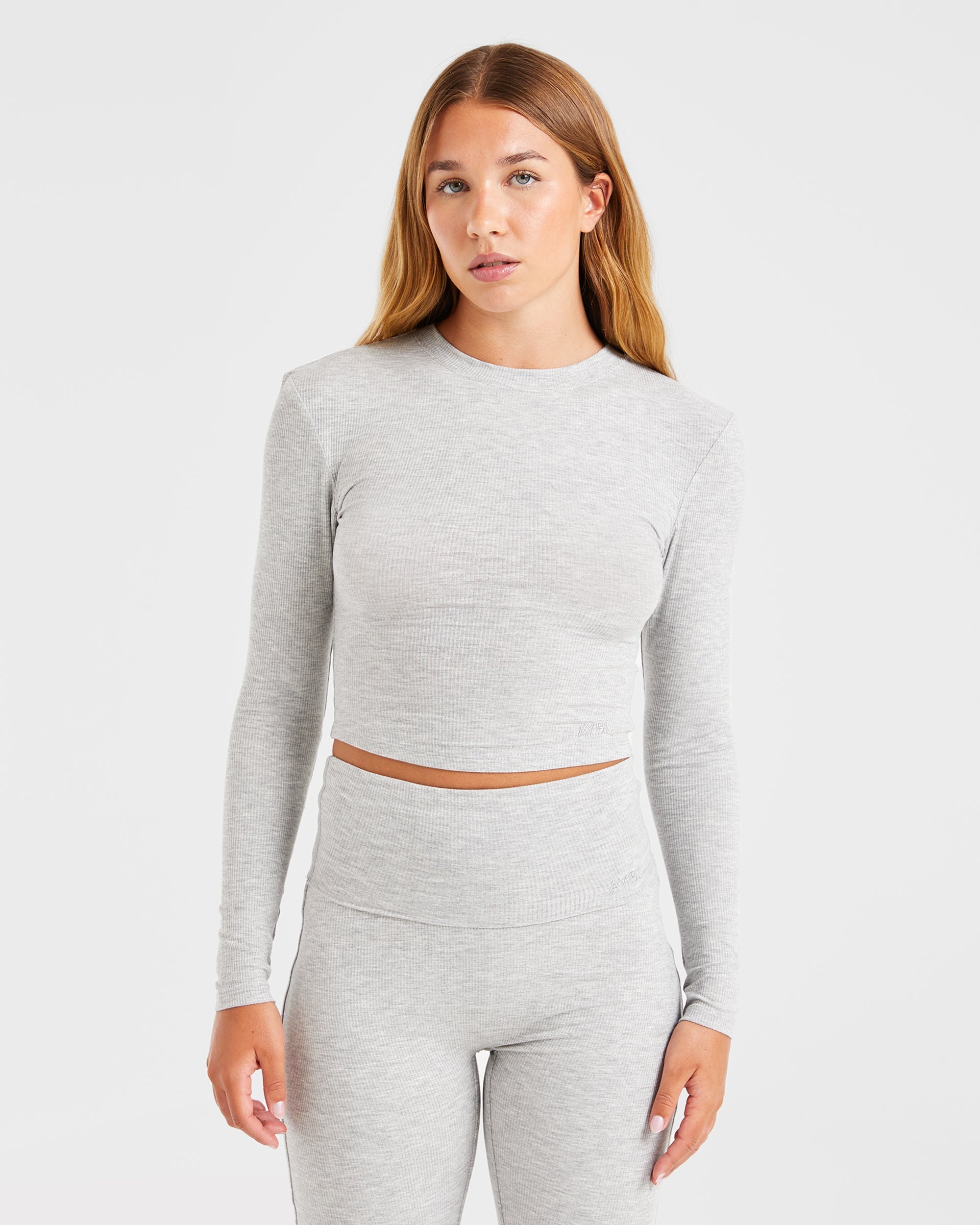 Lounge Ribbed Long Sleeve - Grau Marl