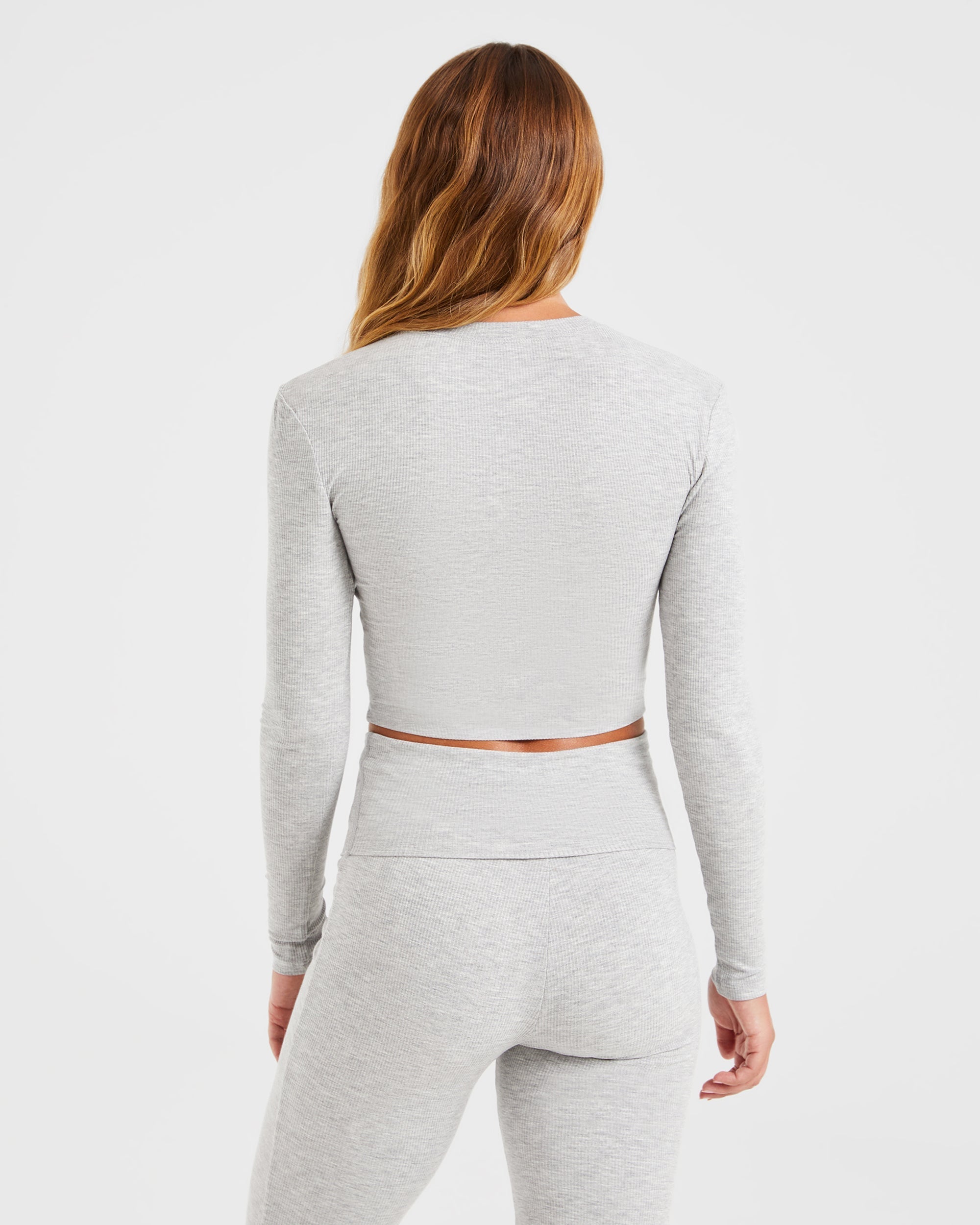 Lounge Ribbed Long Sleeve - Grau Marl