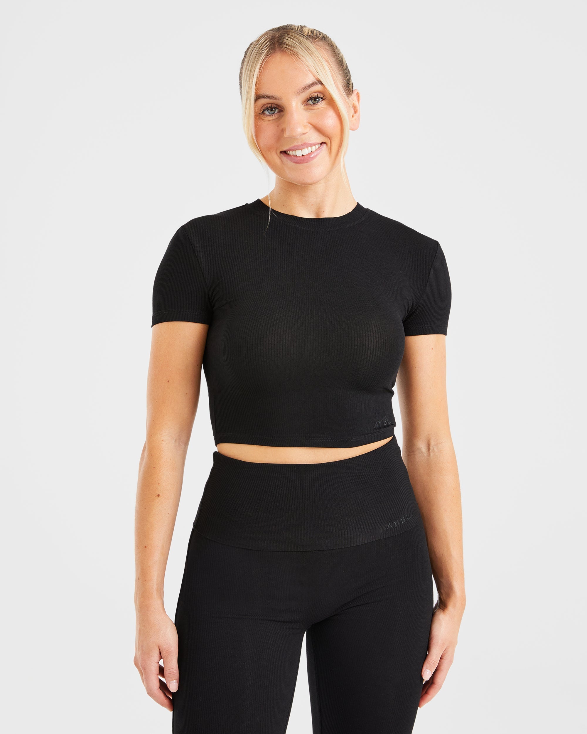 Lounge Ribbed T Shirt - Schwarz