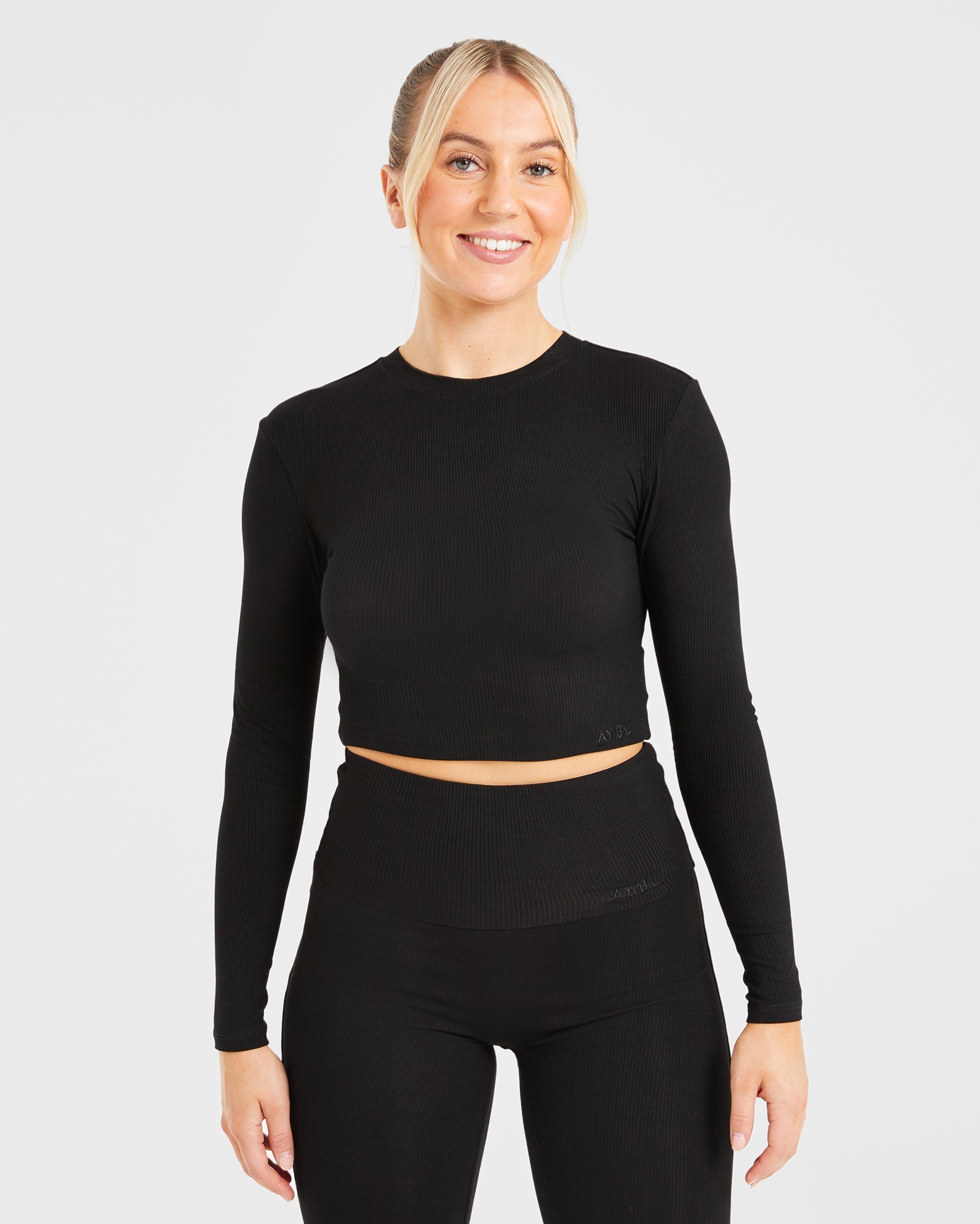 Lounge Ribbed Long Sleeve - Schwarz