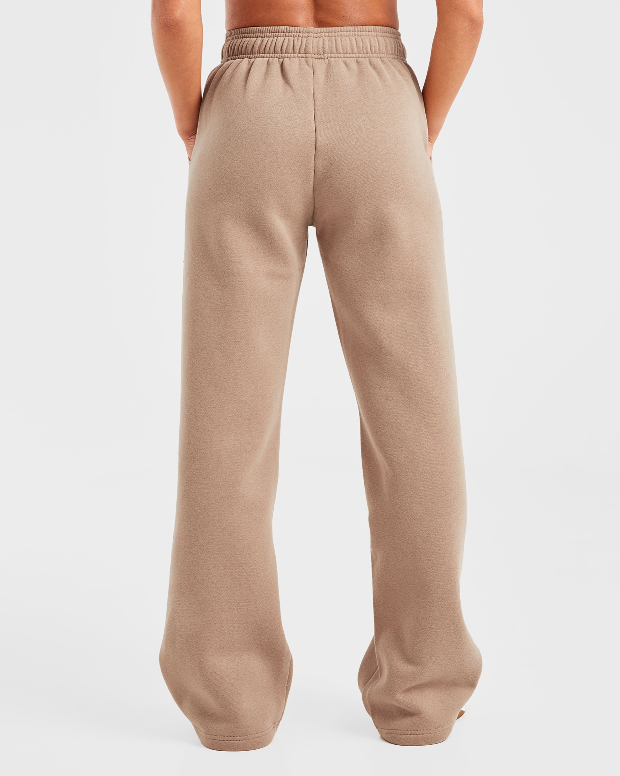 Varsity Oversized Straight Leg Joggers - Latte Braun