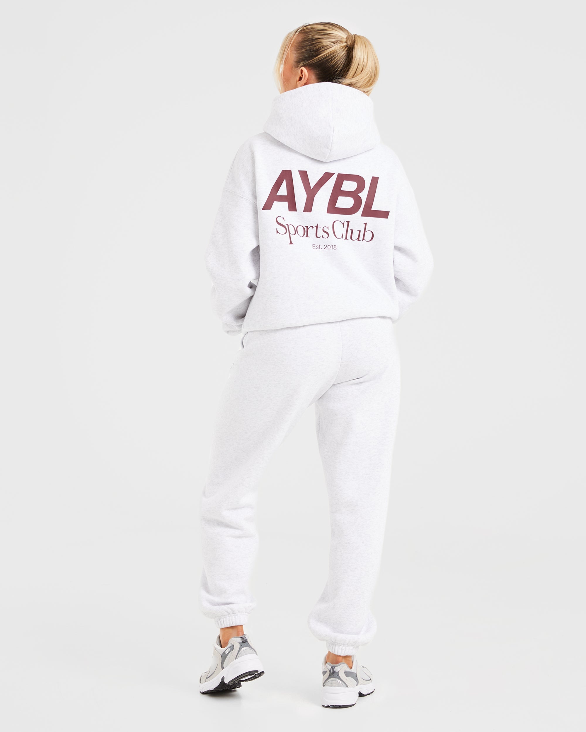 AYBL Sports Club Oversized Hoodie - Grau Marl/Burgundy