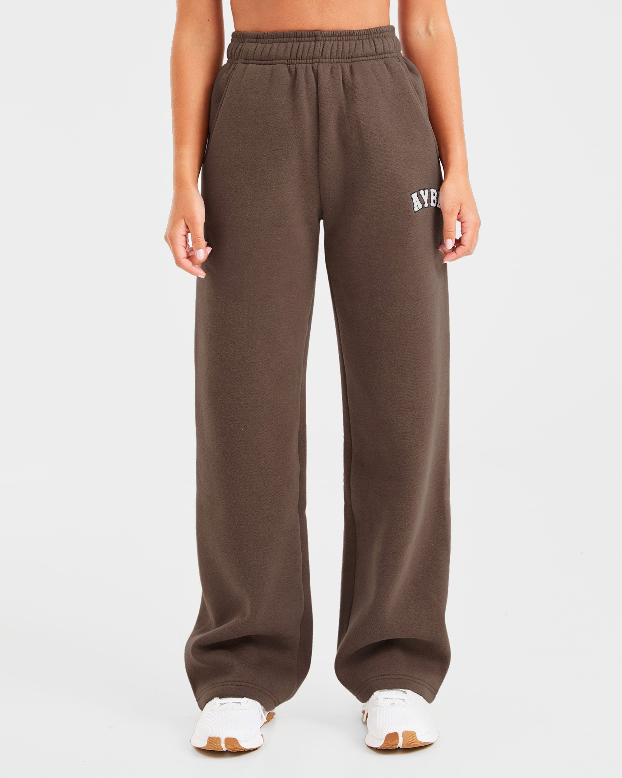 Varsity Oversized Straight Leg Joggers - Braun