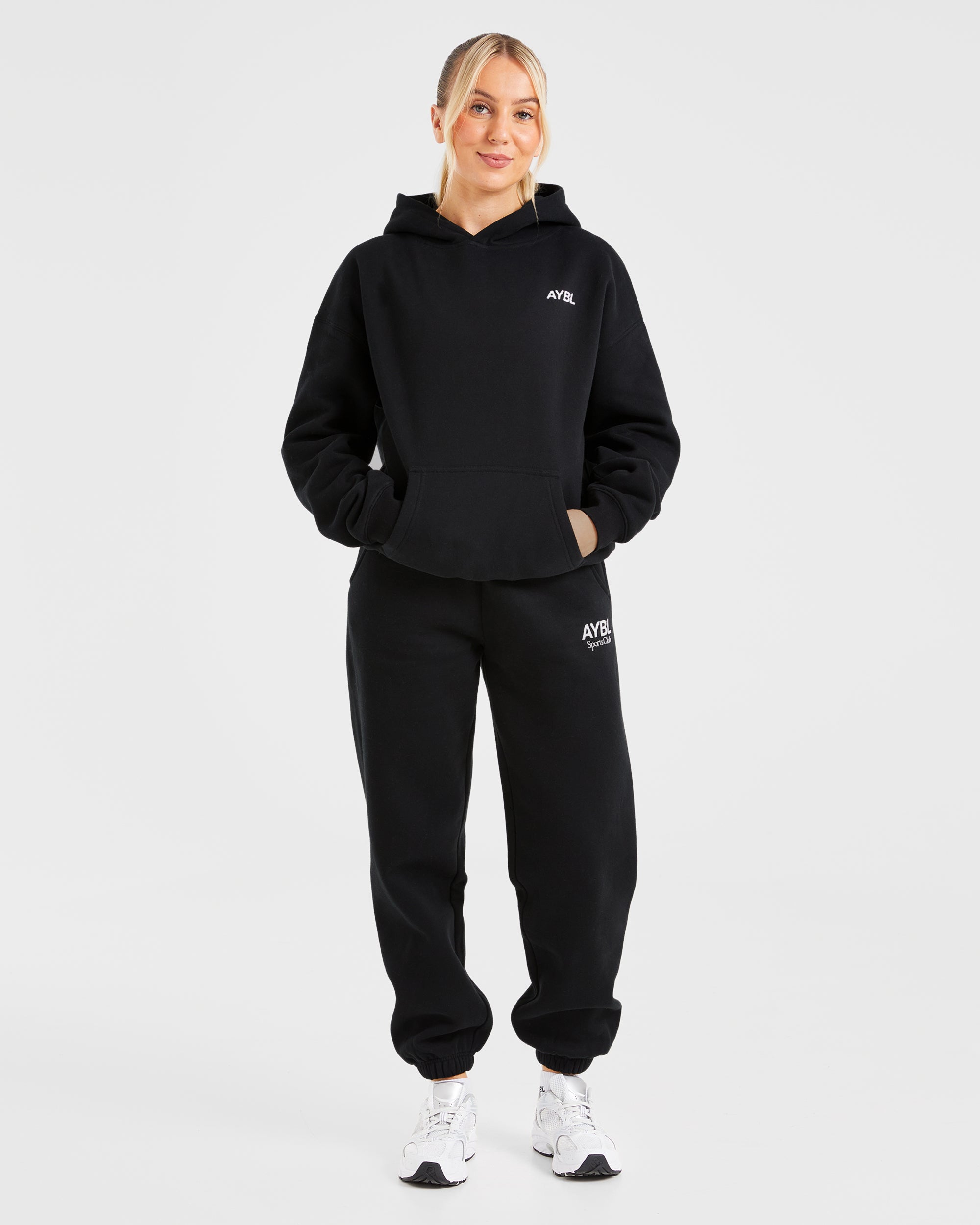 AYBL Sports Club Oversized Hoodie - Schwarz/Weiß