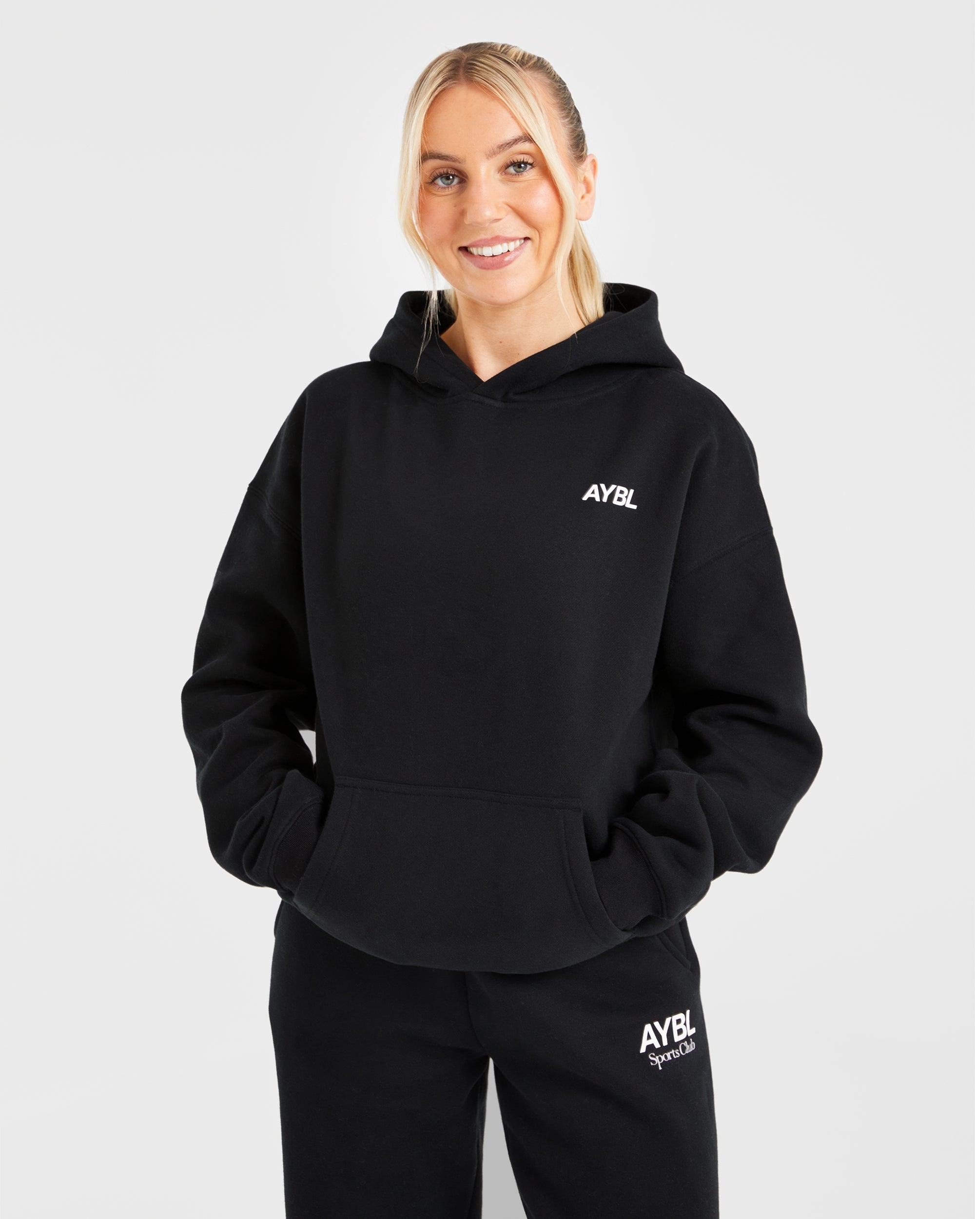 AYBL Sports Club Oversized Hoodie - Schwarz/Weiß