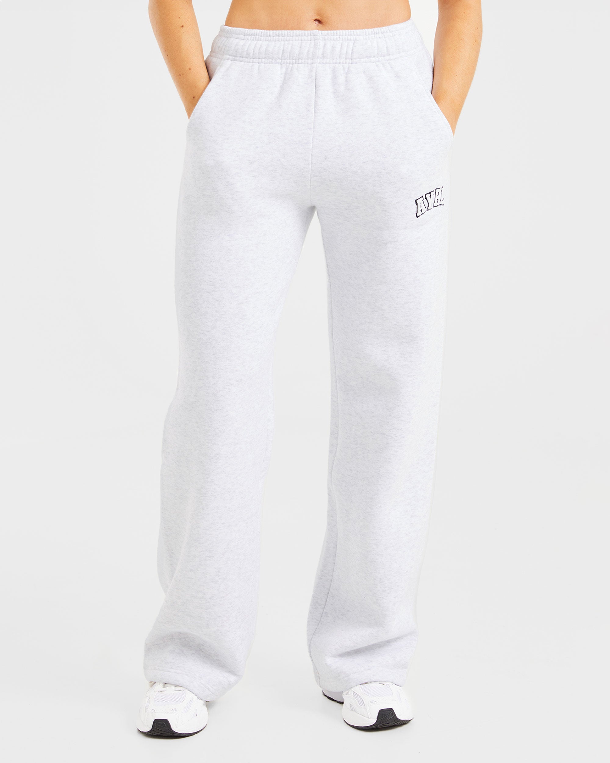 Varsity Oversized Straight Leg Joggers - Heather Grau