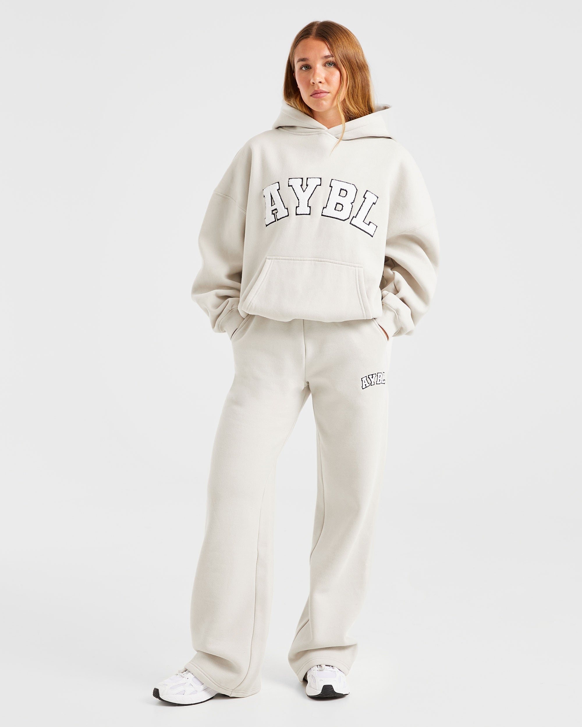 Varsity Oversized Straight Leg Joggers Sand