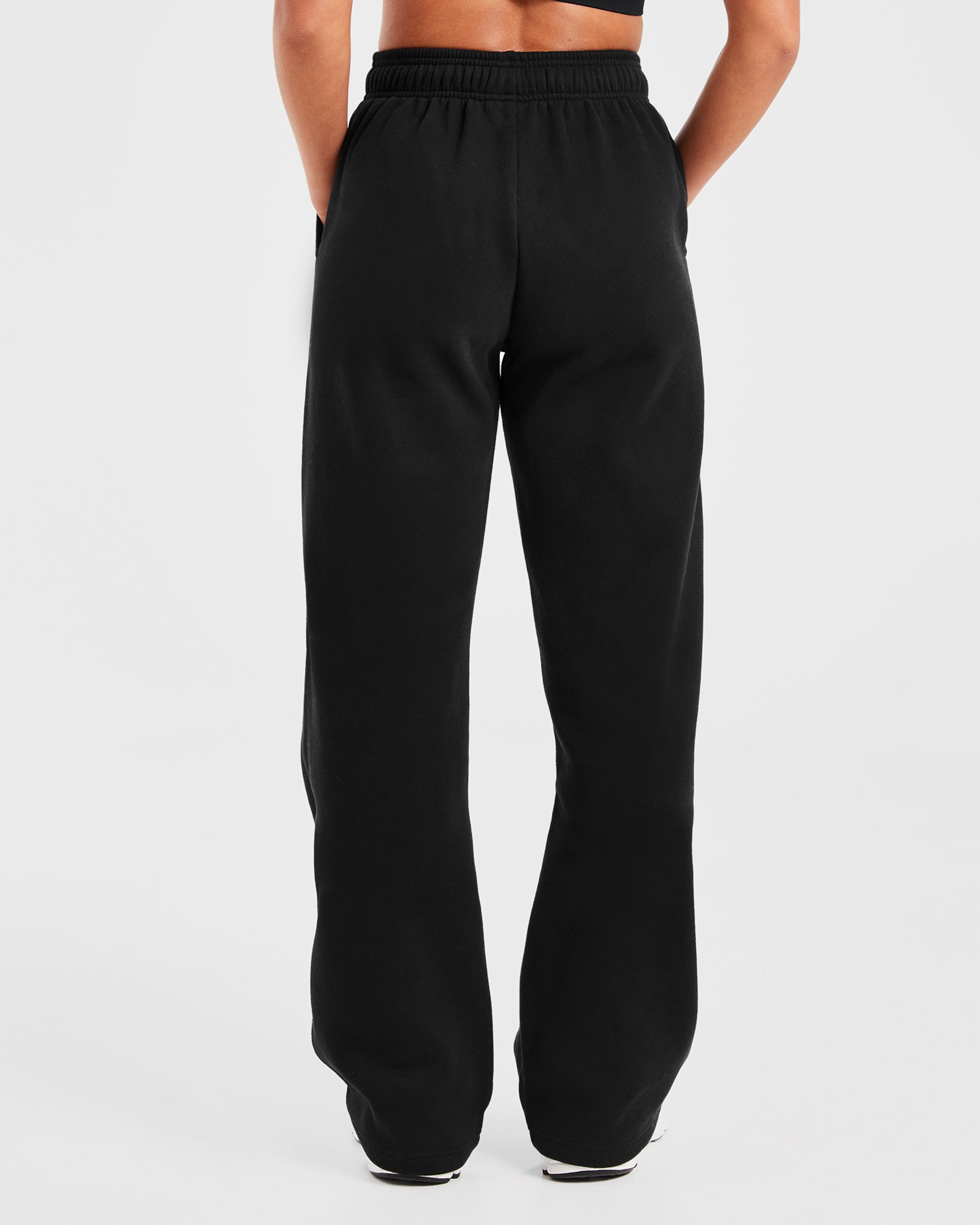 Varsity Oversized Straight Leg Joggers - Schwarz