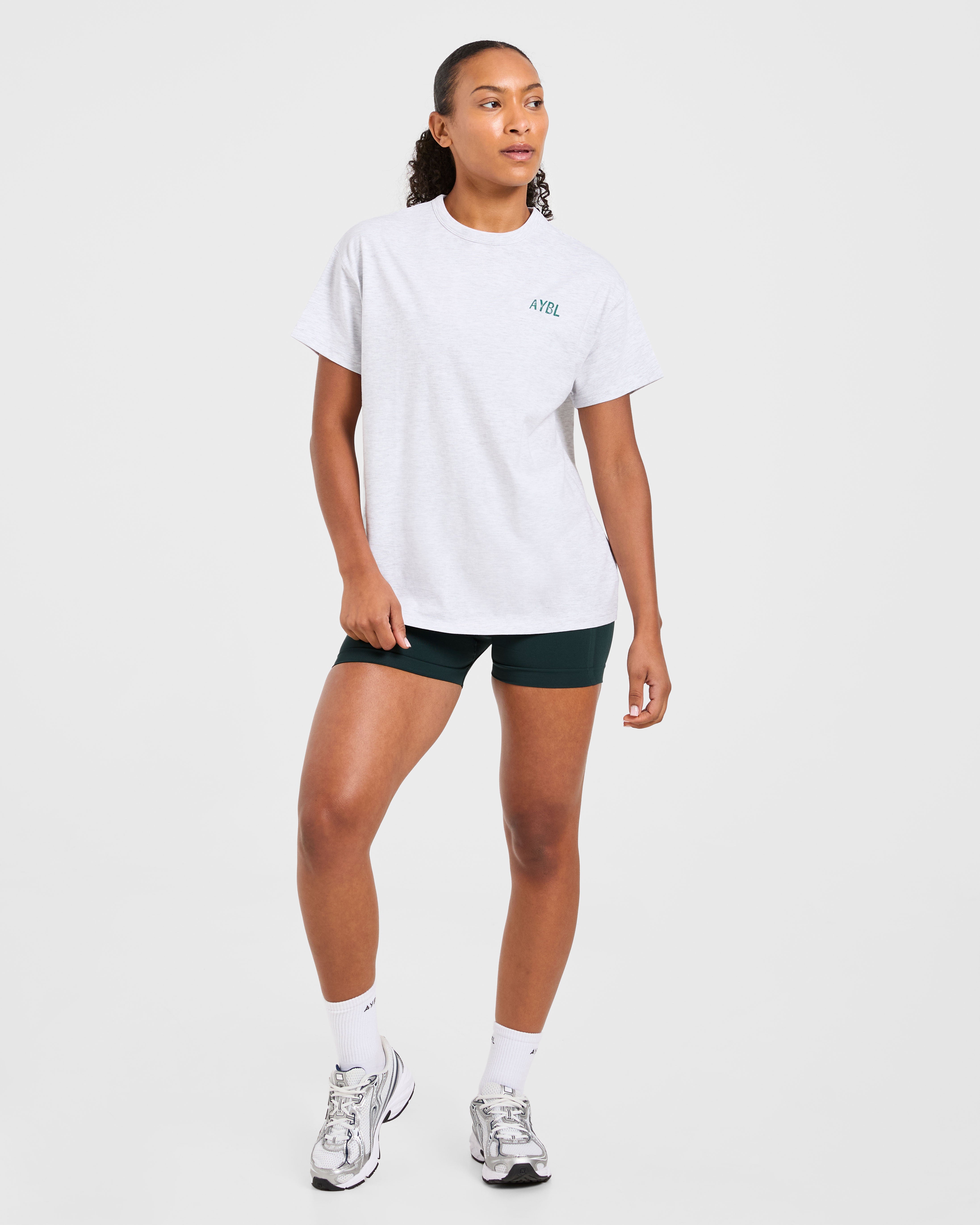 Strong Women Graphic Oversized T Shirt - Grey Marl/Grün