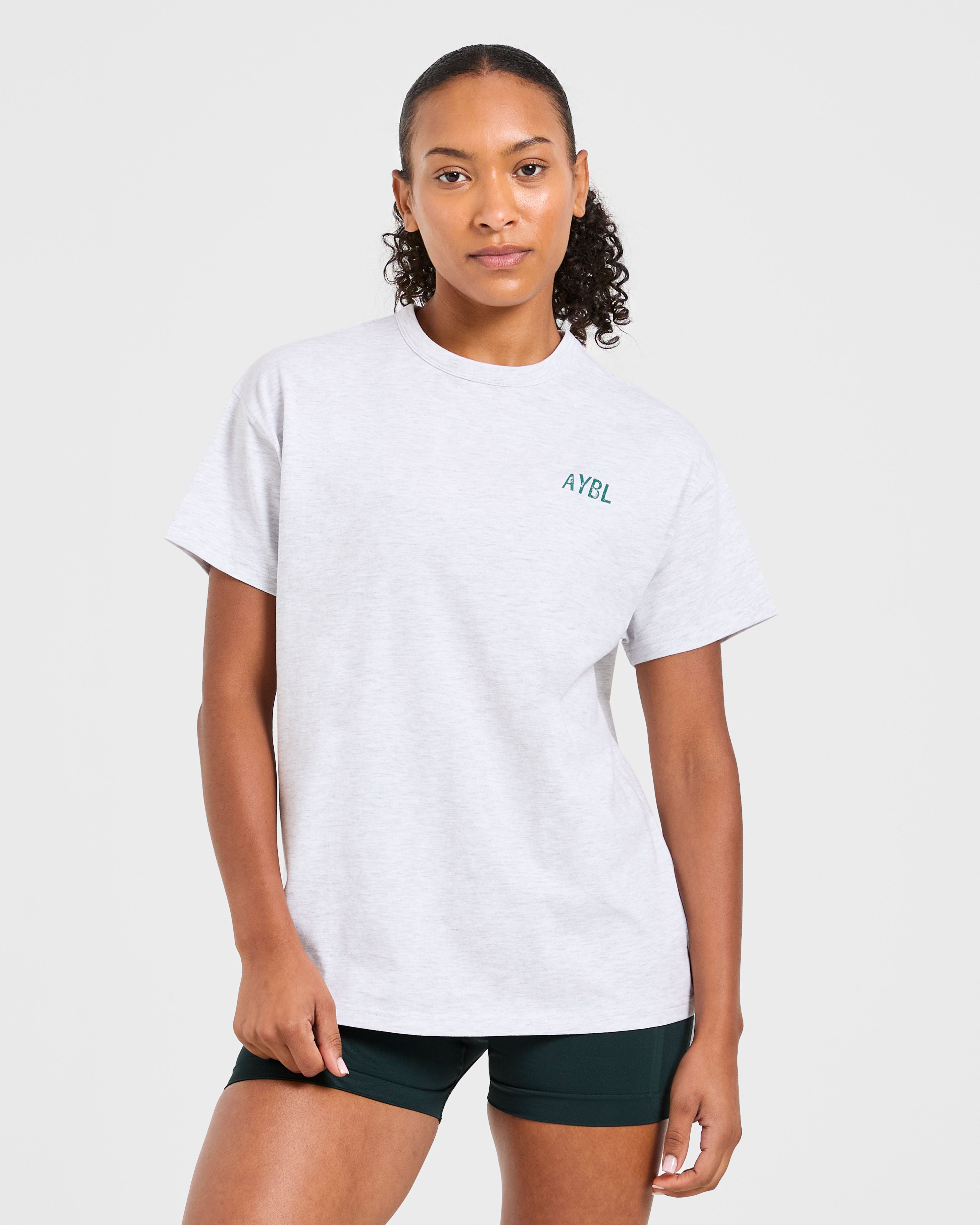 Strong Women Graphic Oversized T Shirt - Grey Marl/Grün
