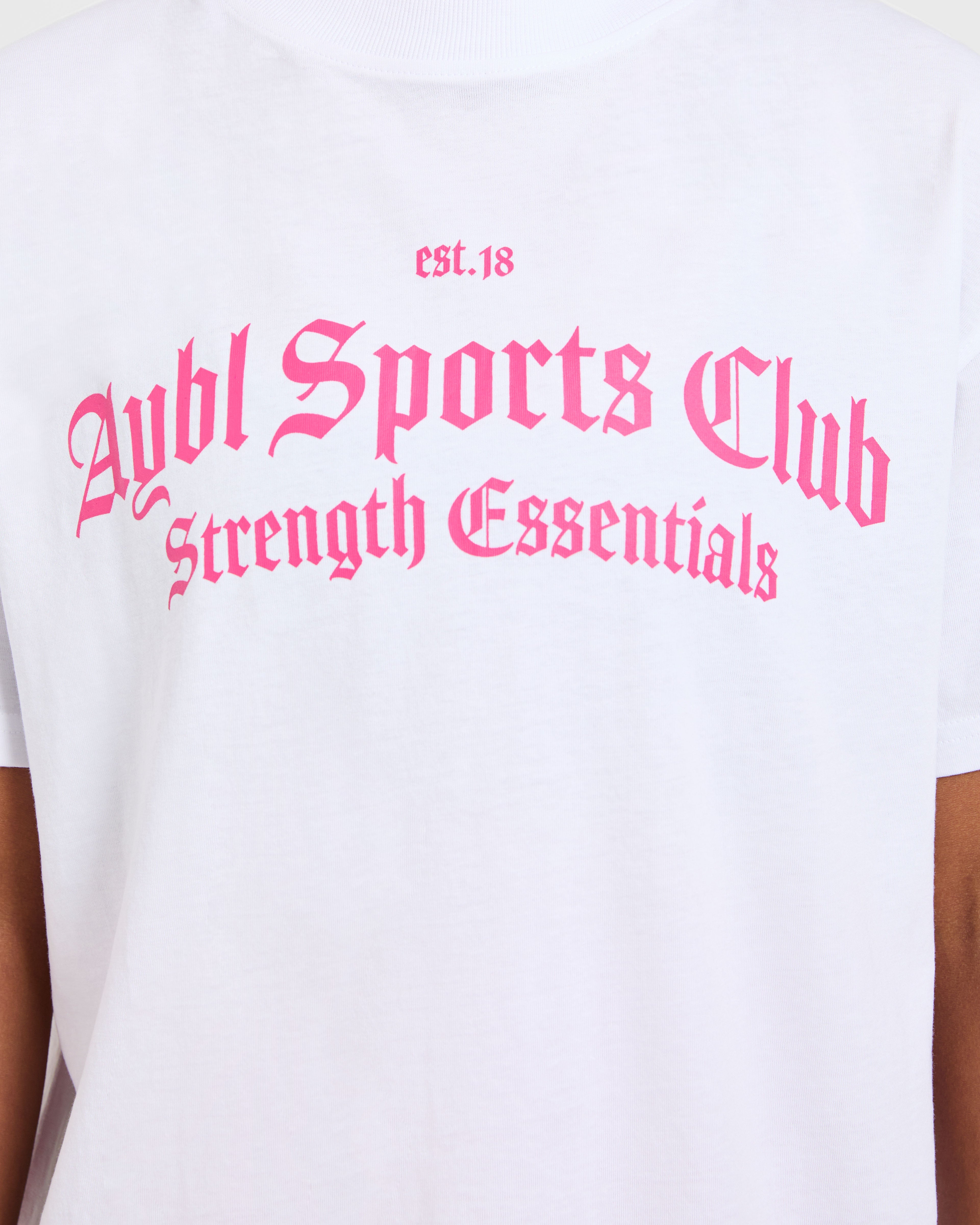 Sports Club Gothic Oversized T Shirt - Weiß/Rosa