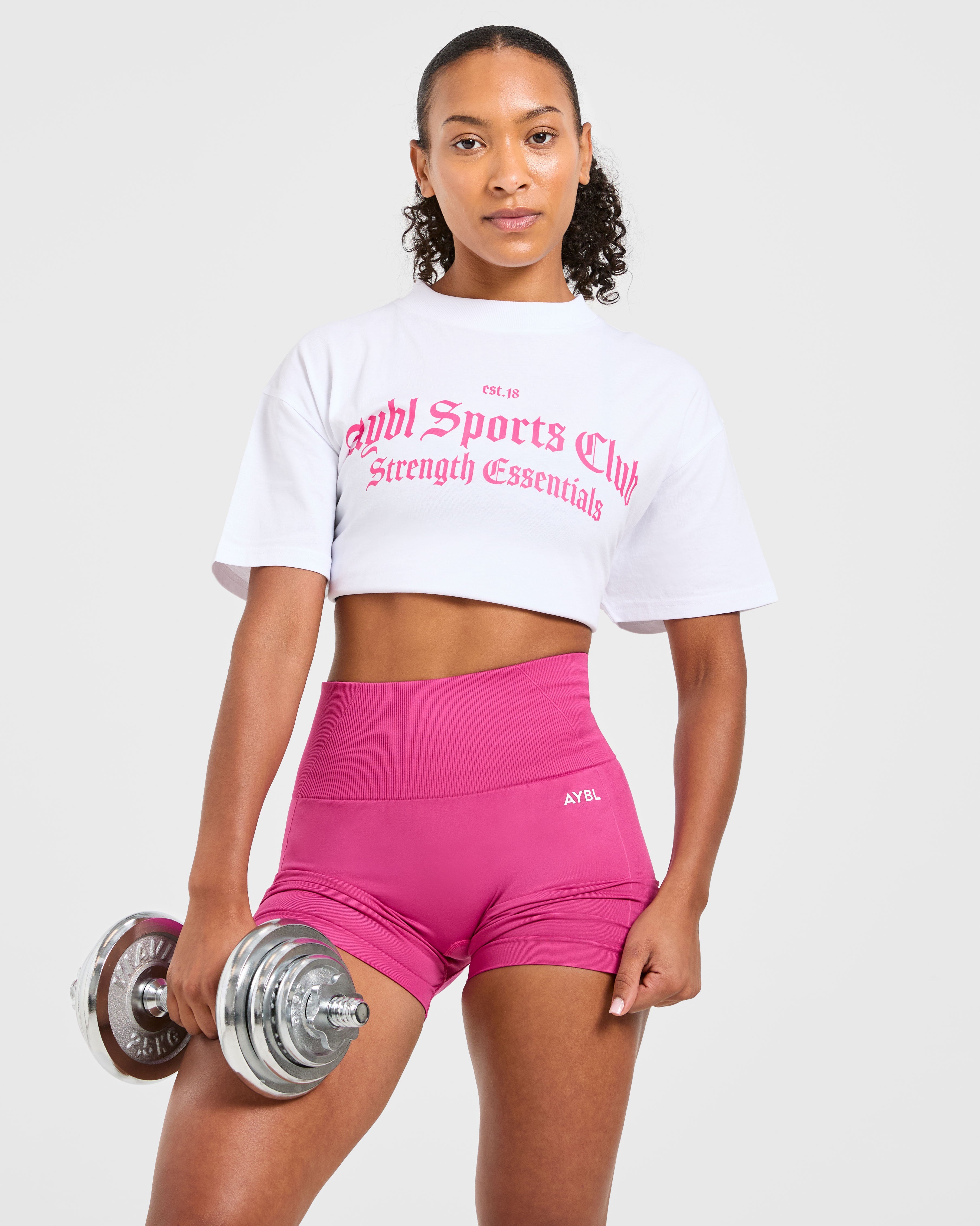 Sports Club Gothic Oversized T Shirt - Weiß/Rosa