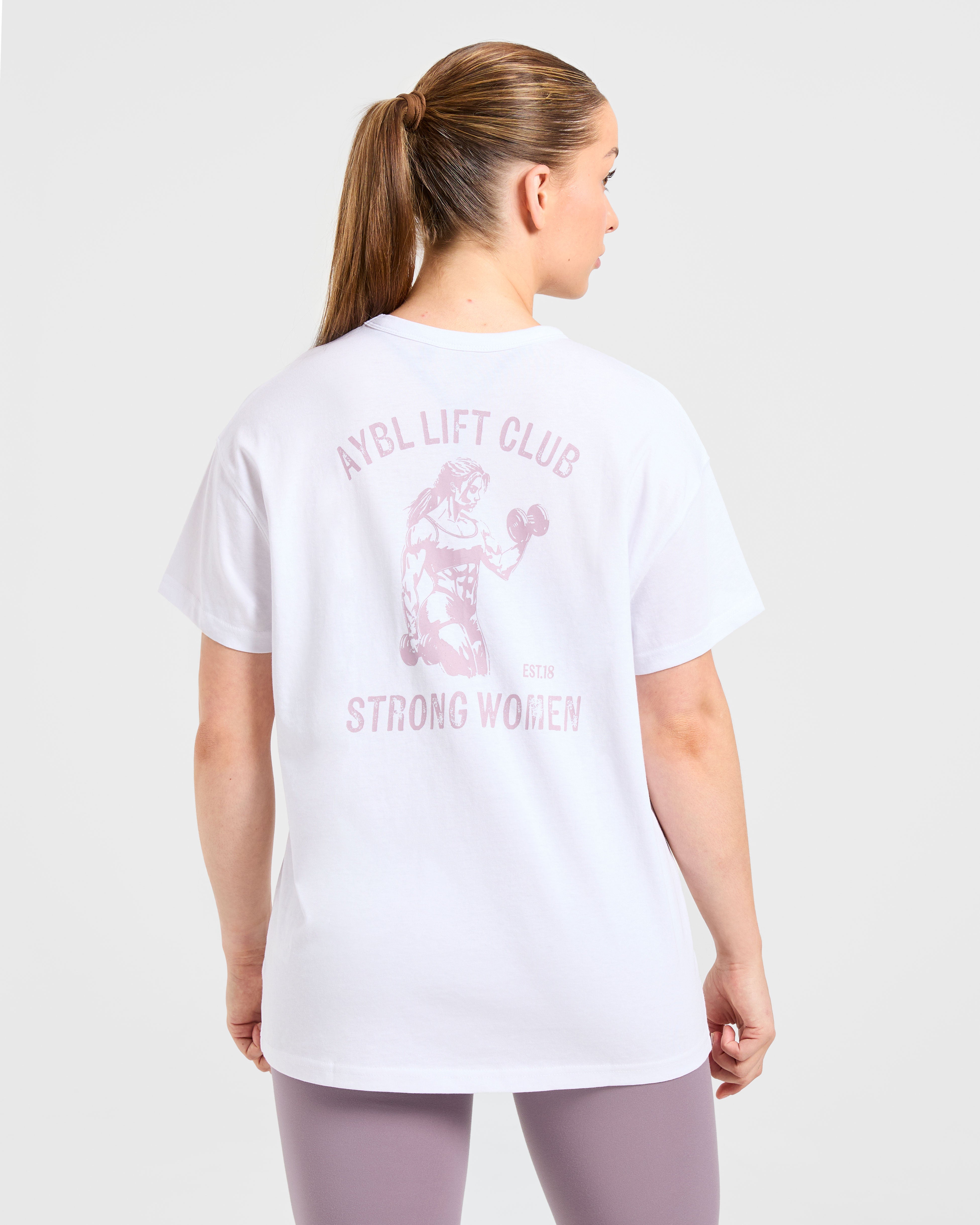 Strong Women Graphic Oversized T Shirt - Weiß/Lila