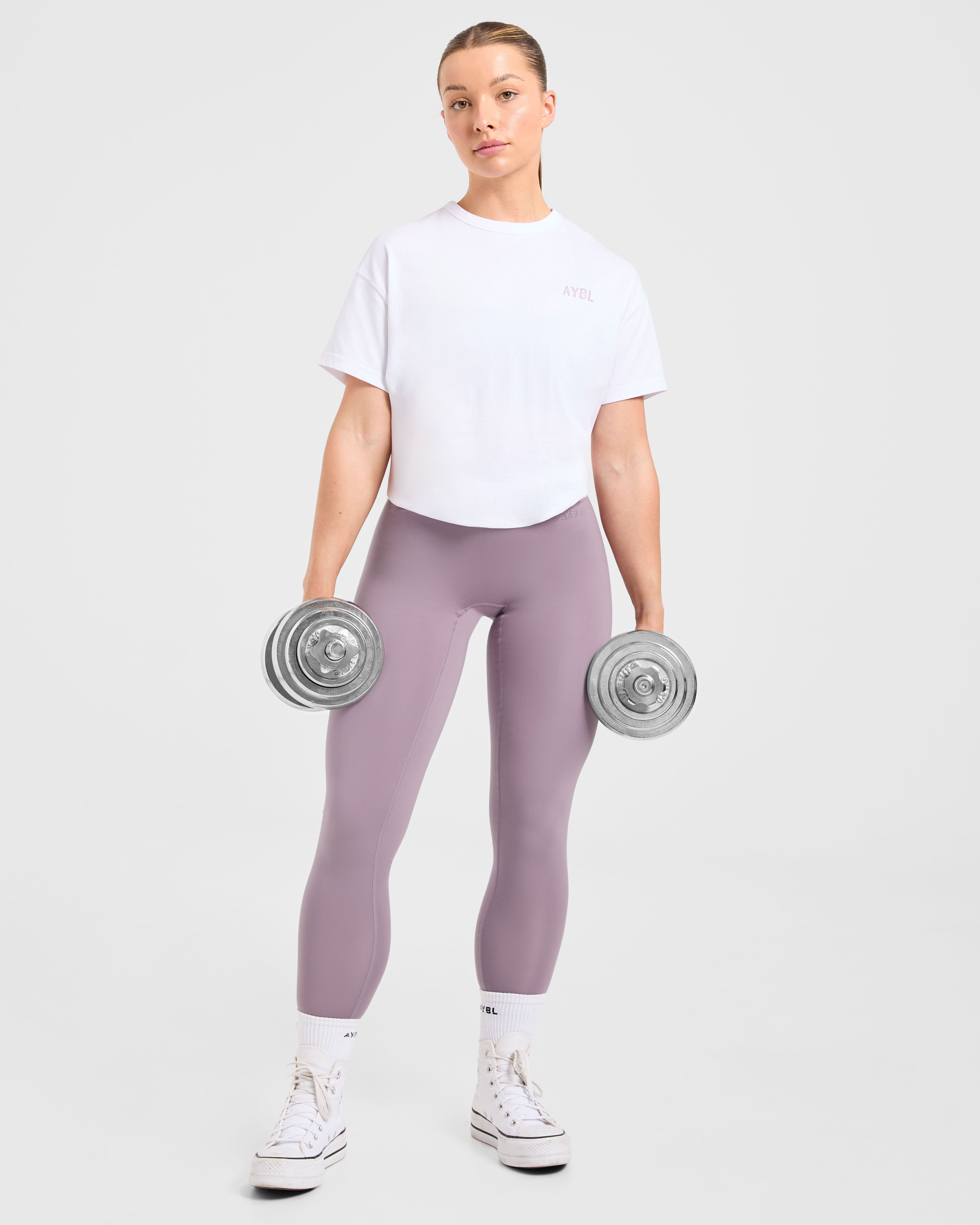Strong Women Graphic Oversized T Shirt - Weiß/Lila