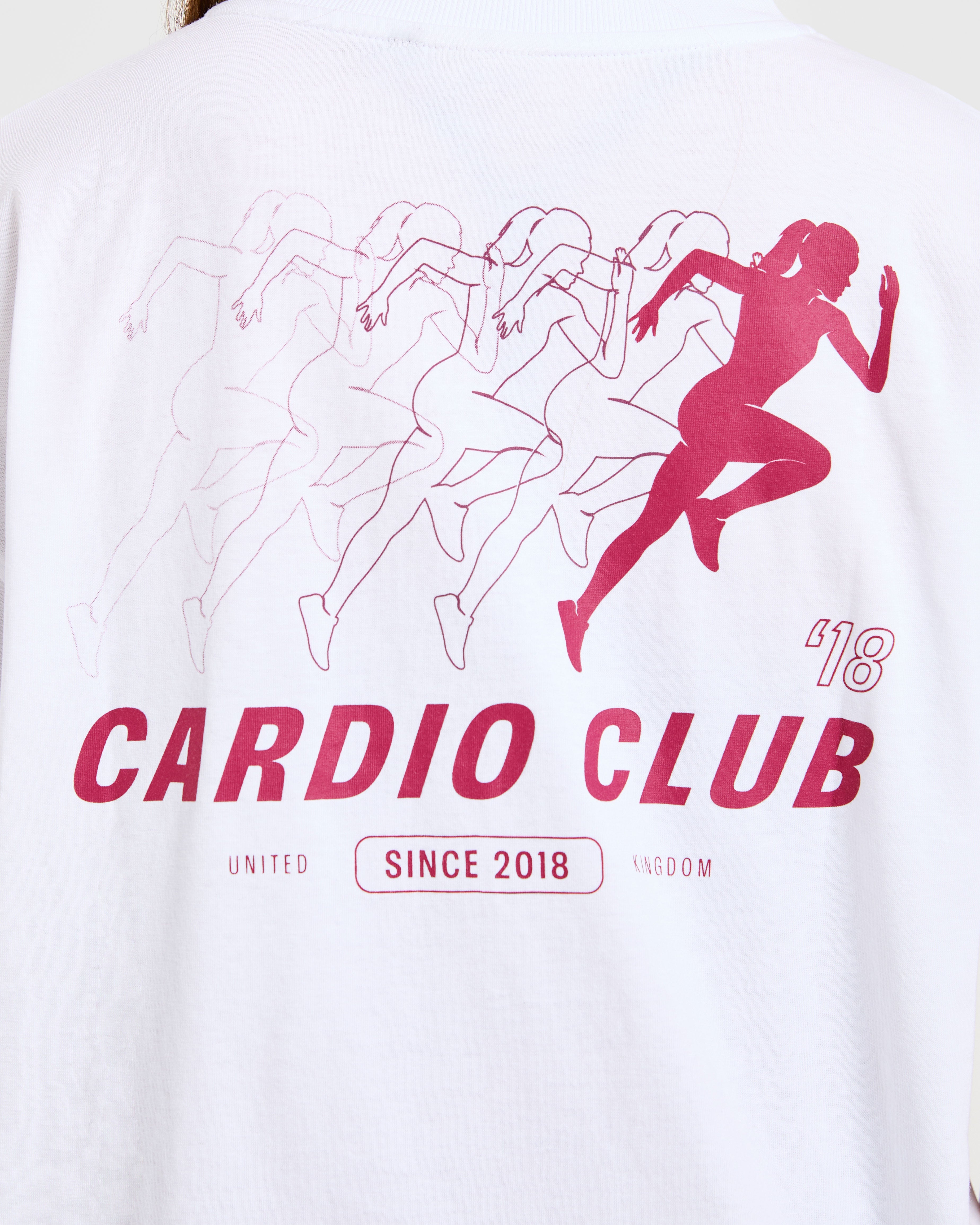 Cardio Club Oversized T Shirt - Weiß/Burgundy