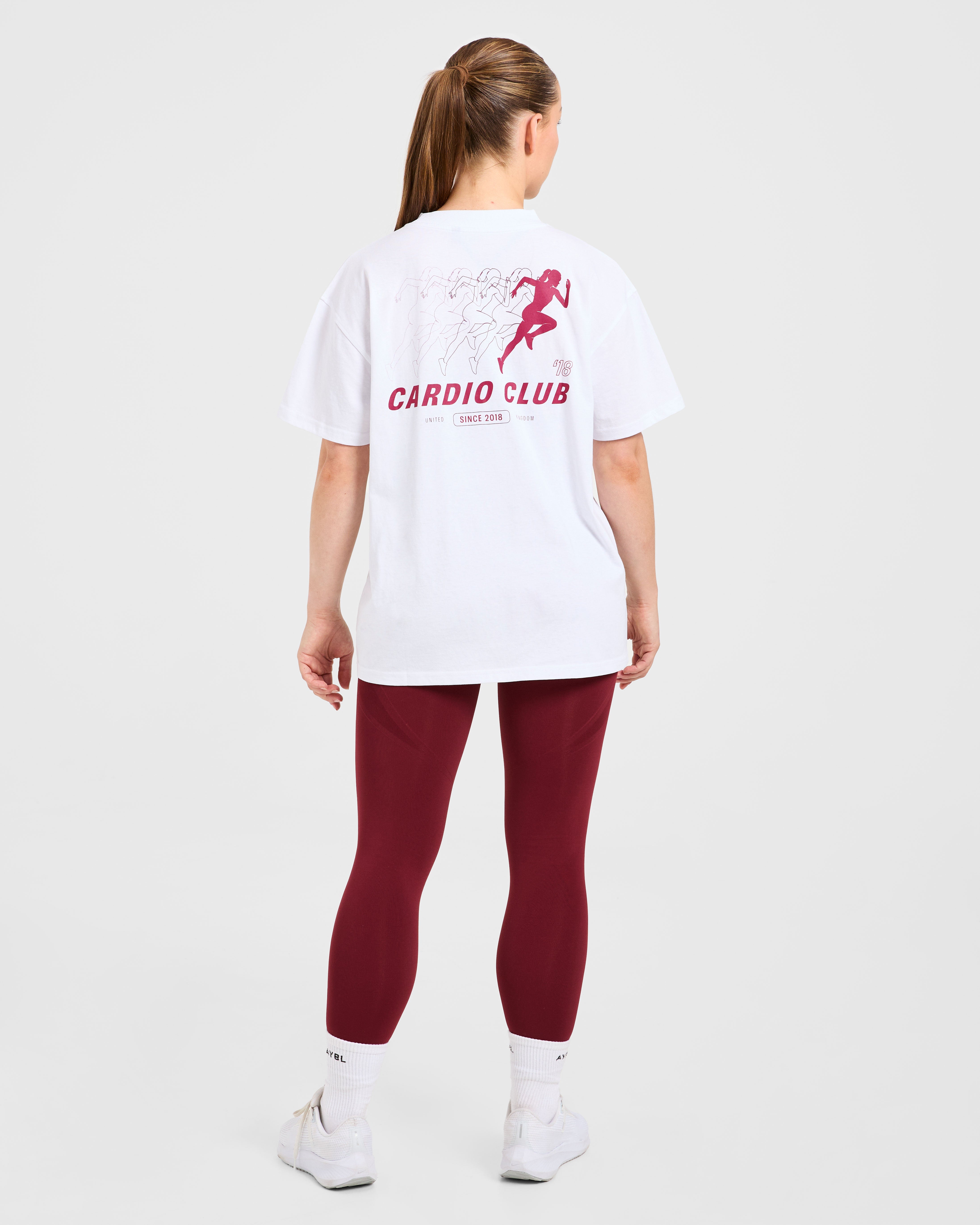Cardio Club Oversized T Shirt - Weiß/Burgundy
