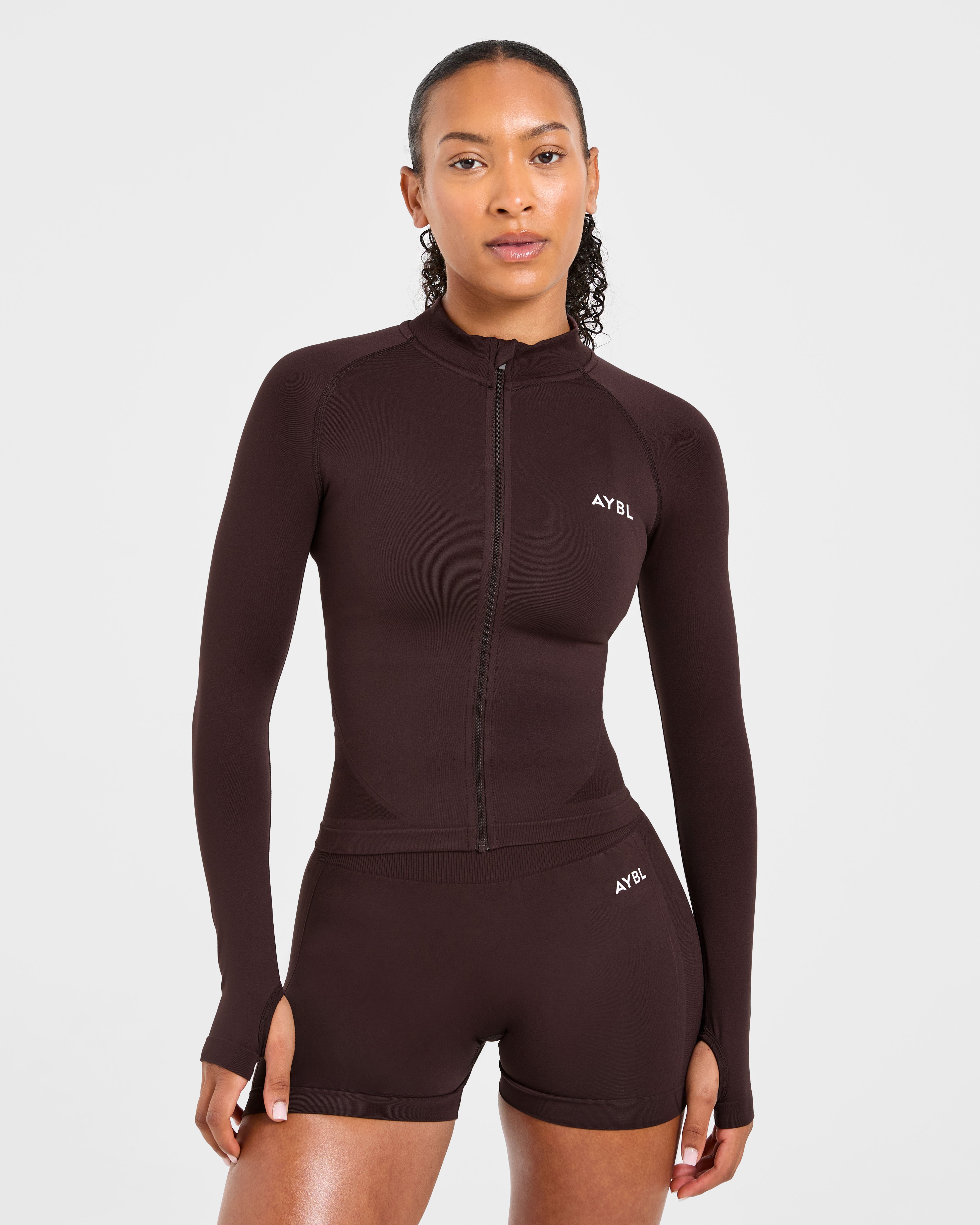 Empower Seamless Full Zip Jacket - Cocoa Braun