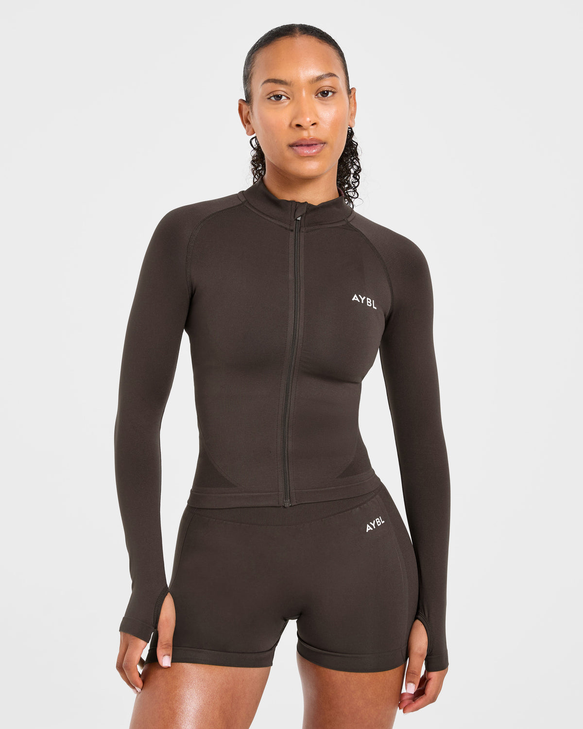 Empower Seamless Full Zip Jacket - Cocoa Braun