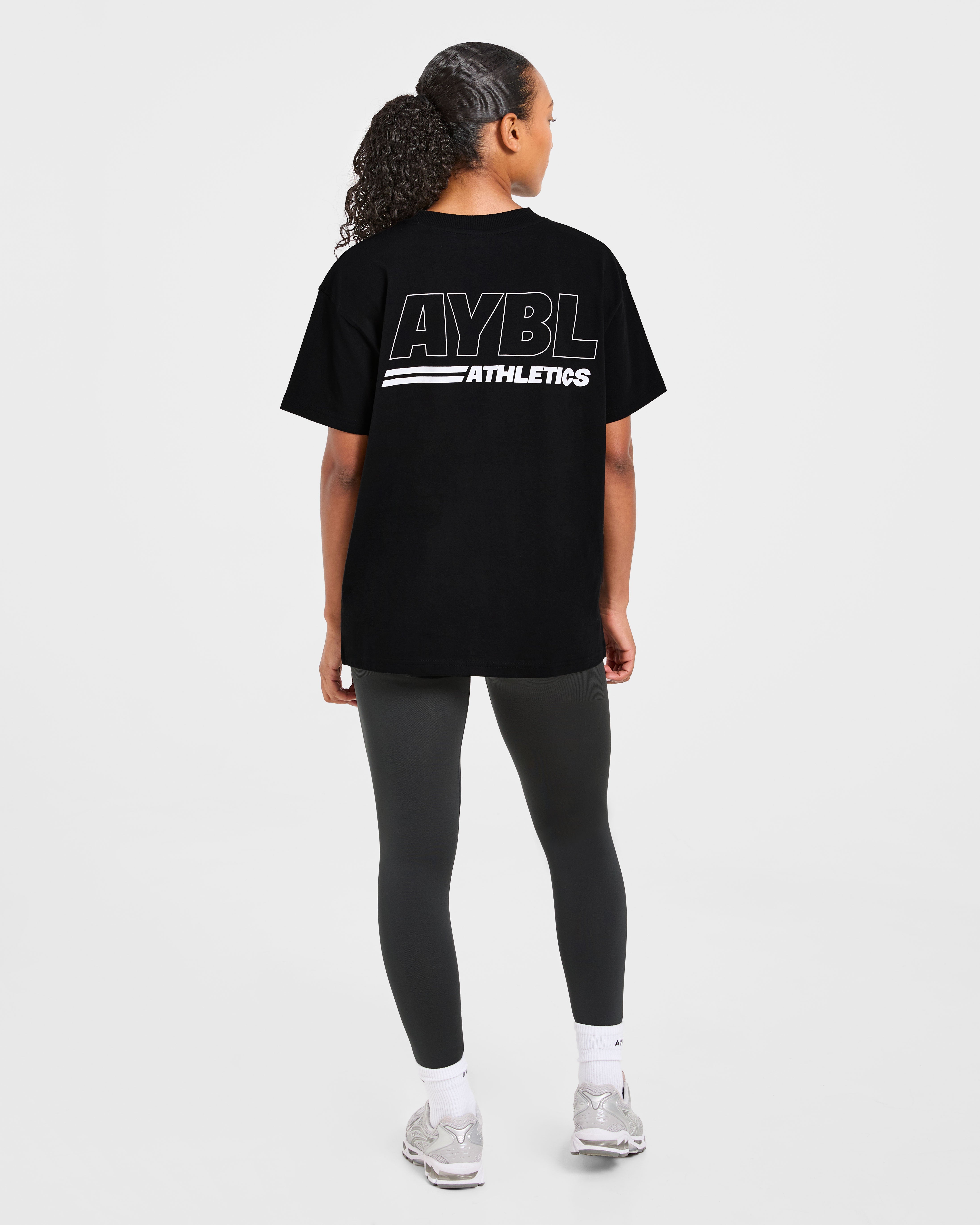 Athletics Track Oversized T Shirt - Schwarz/Weiß