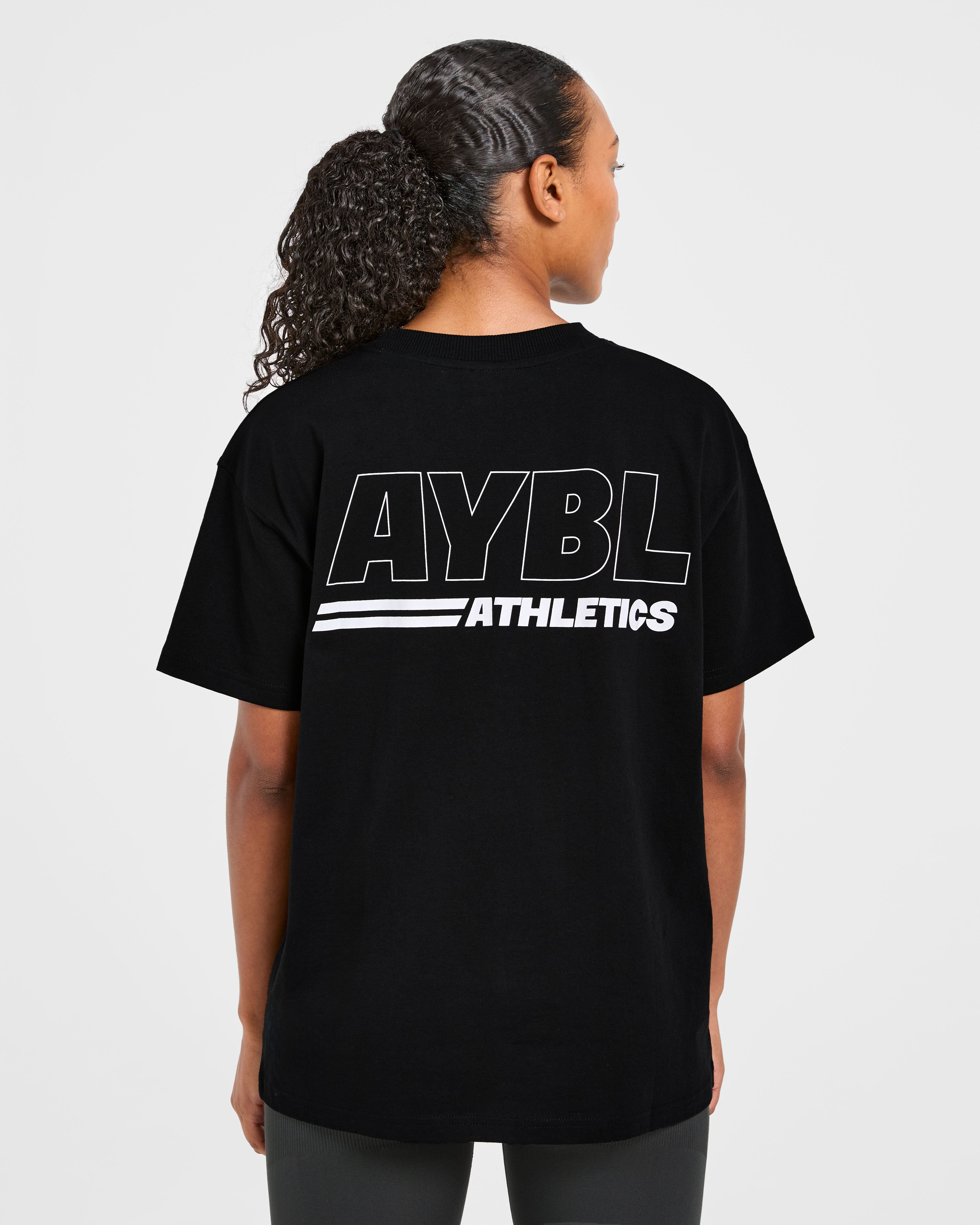 Athletics Track Oversized T Shirt - Schwarz/Weiß