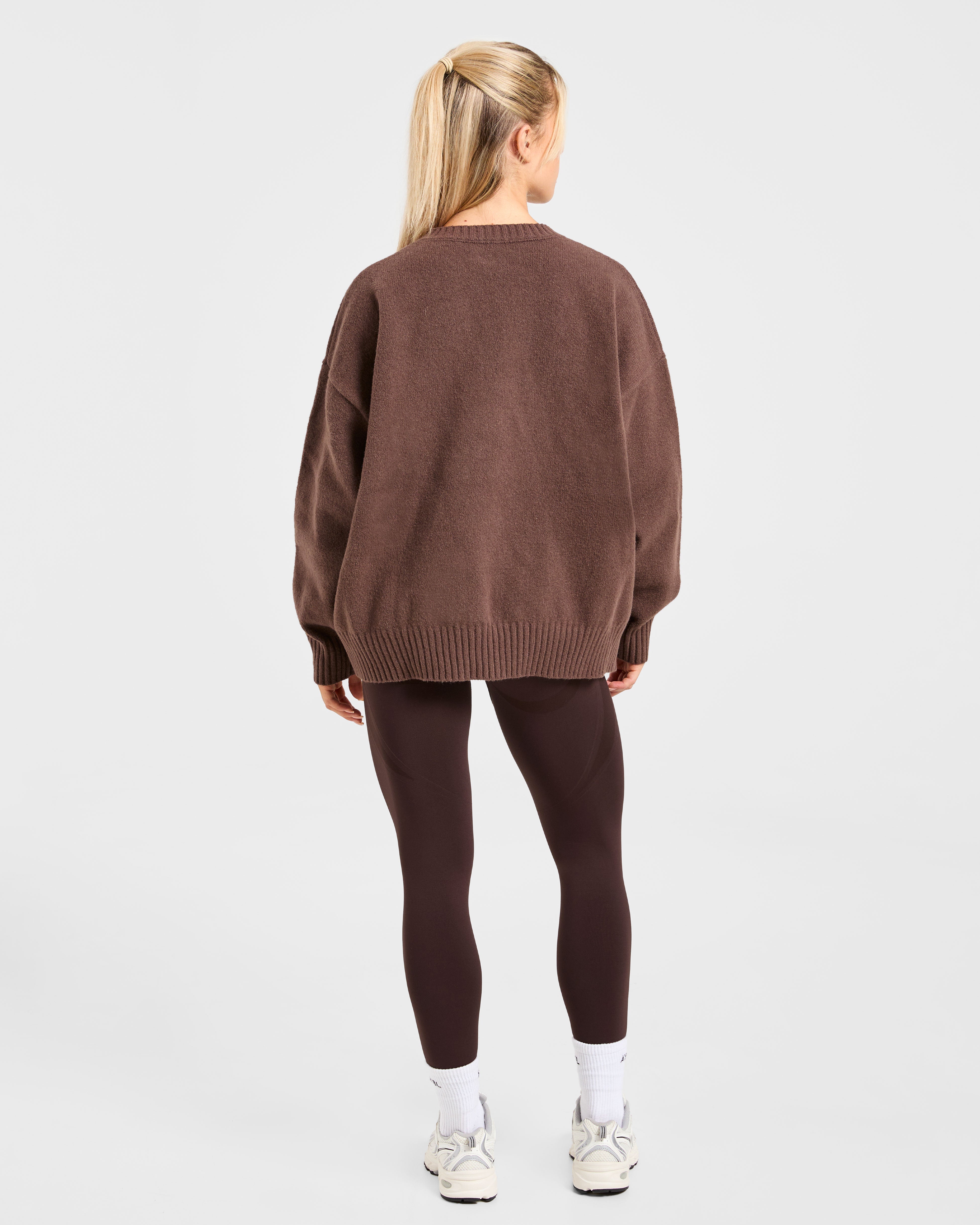 Varsity Oversized Knitted Sweater - Braun