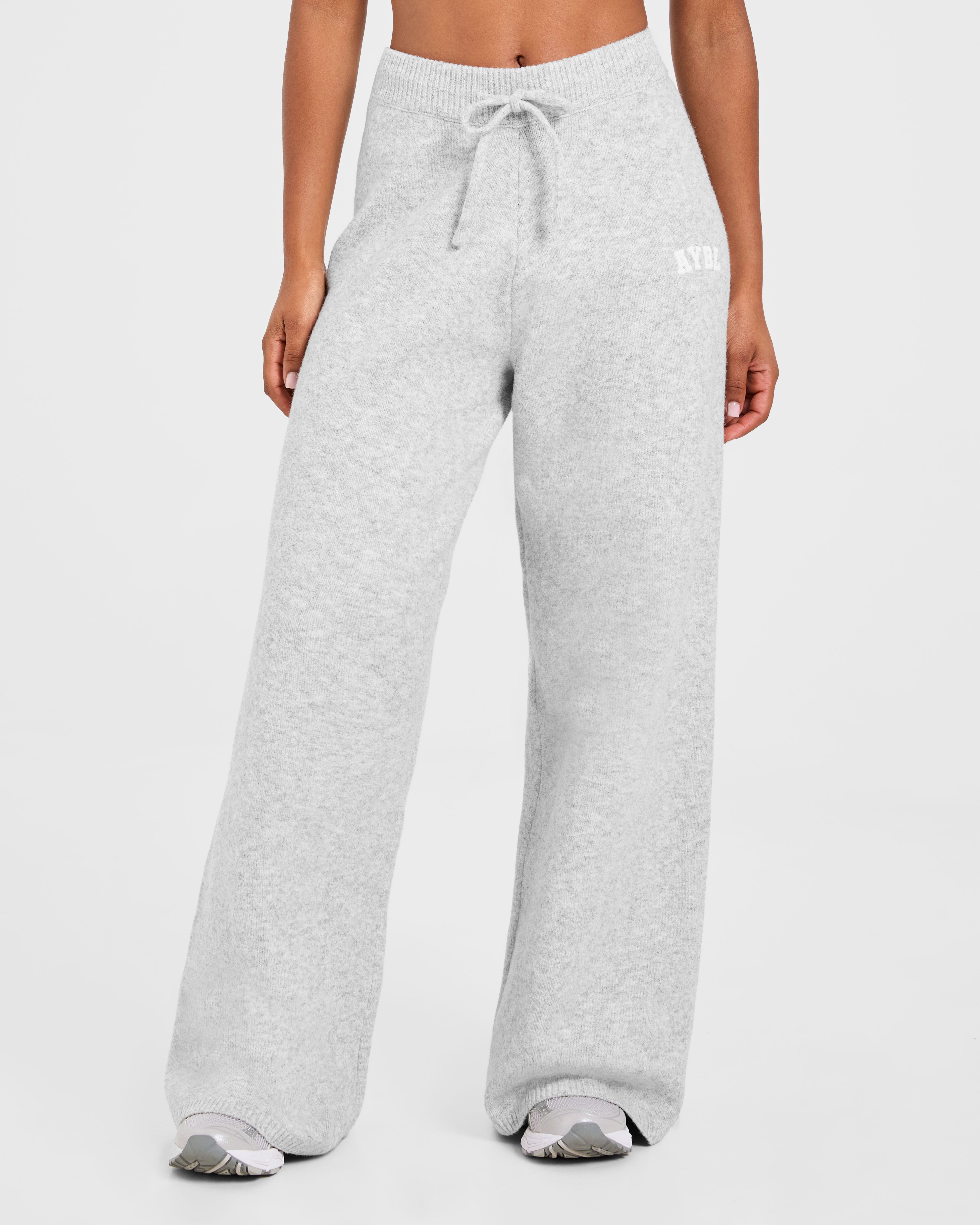 Varsity Oversized Knitted Joggers - Grau Marl