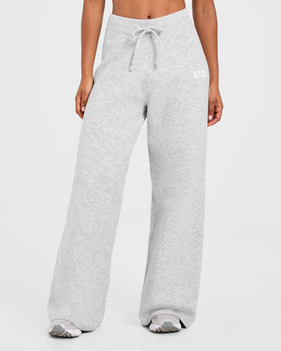 Varsity Oversized Knitted Joggers - Grau Marl