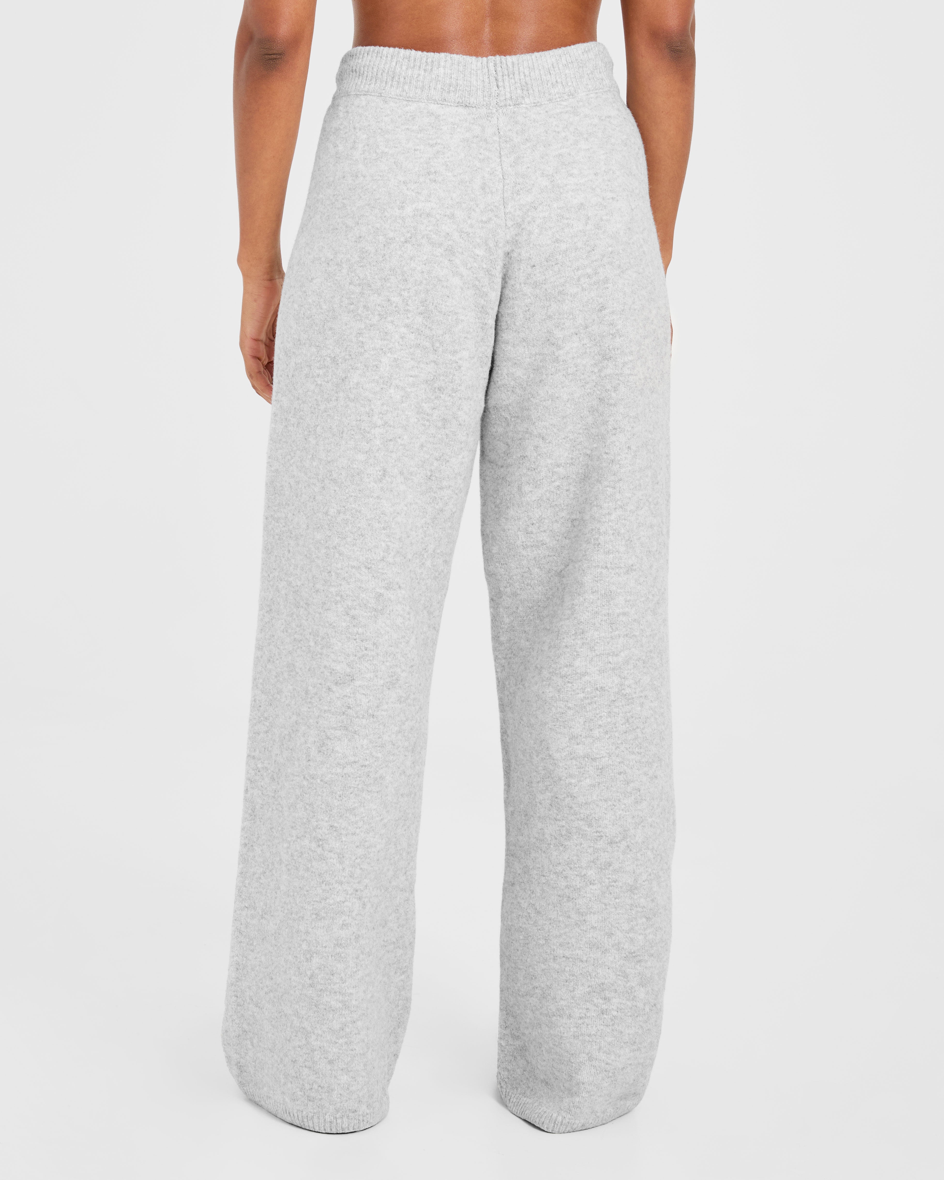 Varsity Oversized Knitted Joggers - Grau Marl