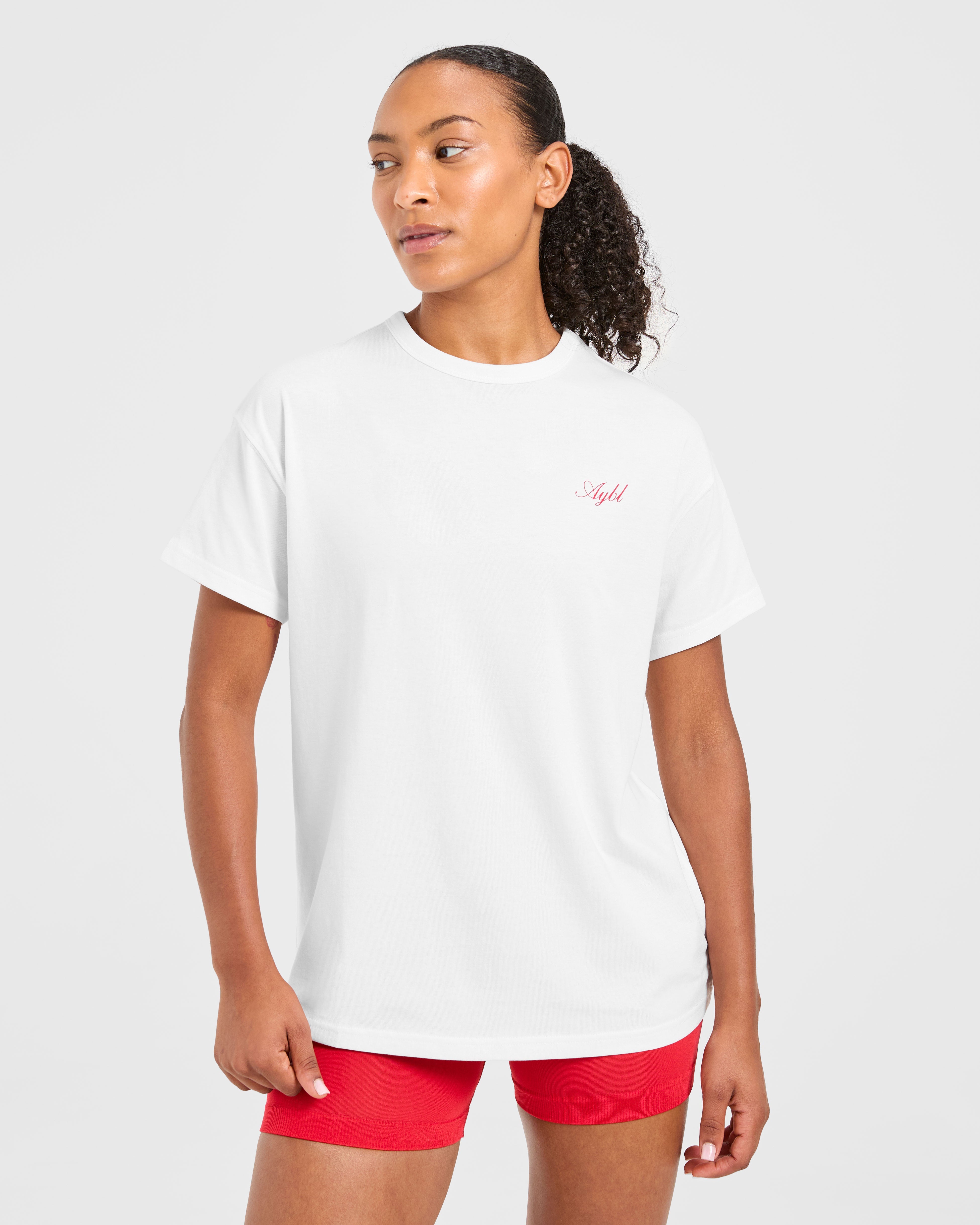 Athletics Sport Dept Oversized T Shirt - Weiß/Rot