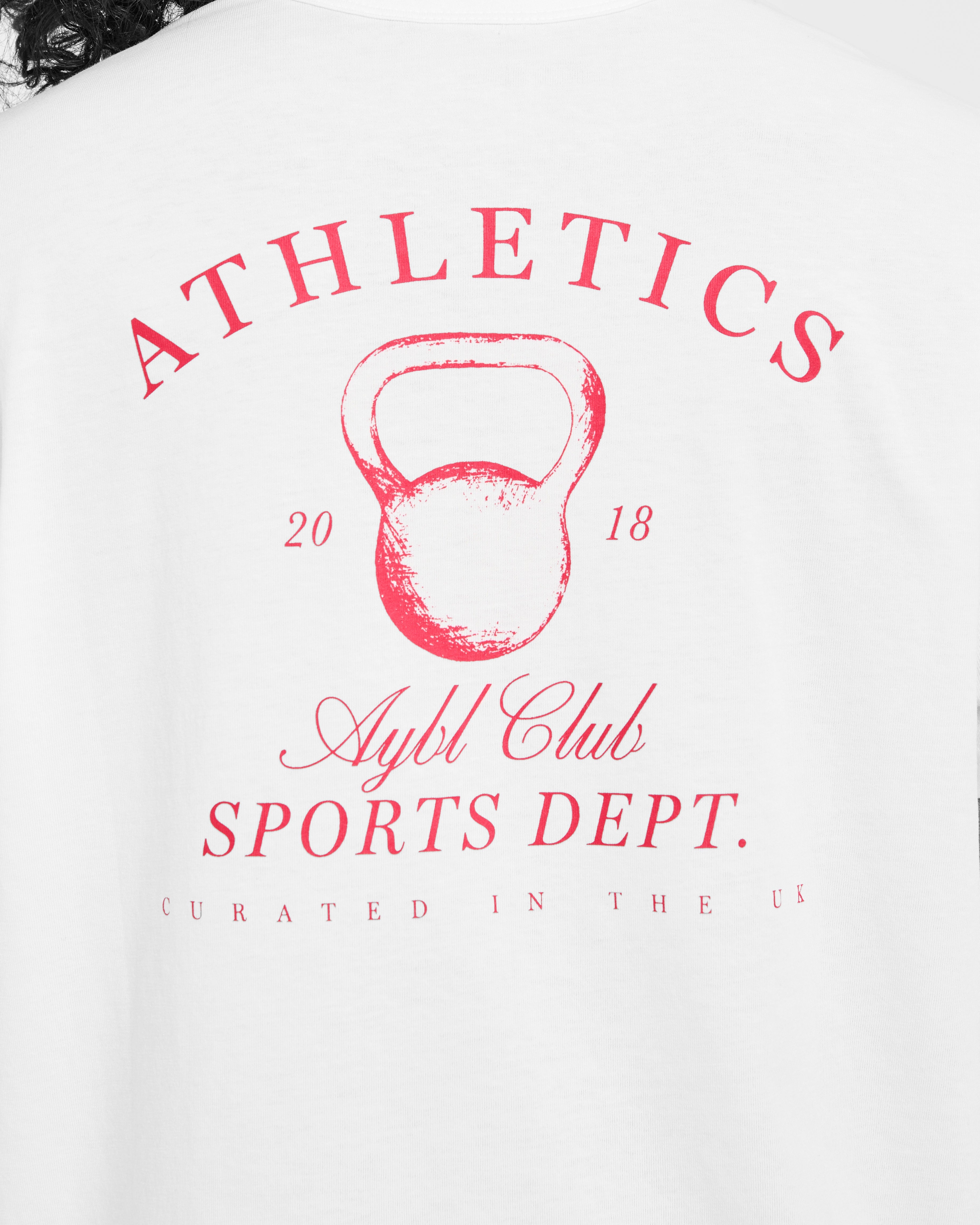 Athletics Sport Dept Oversized T Shirt - Weiß/Rot
