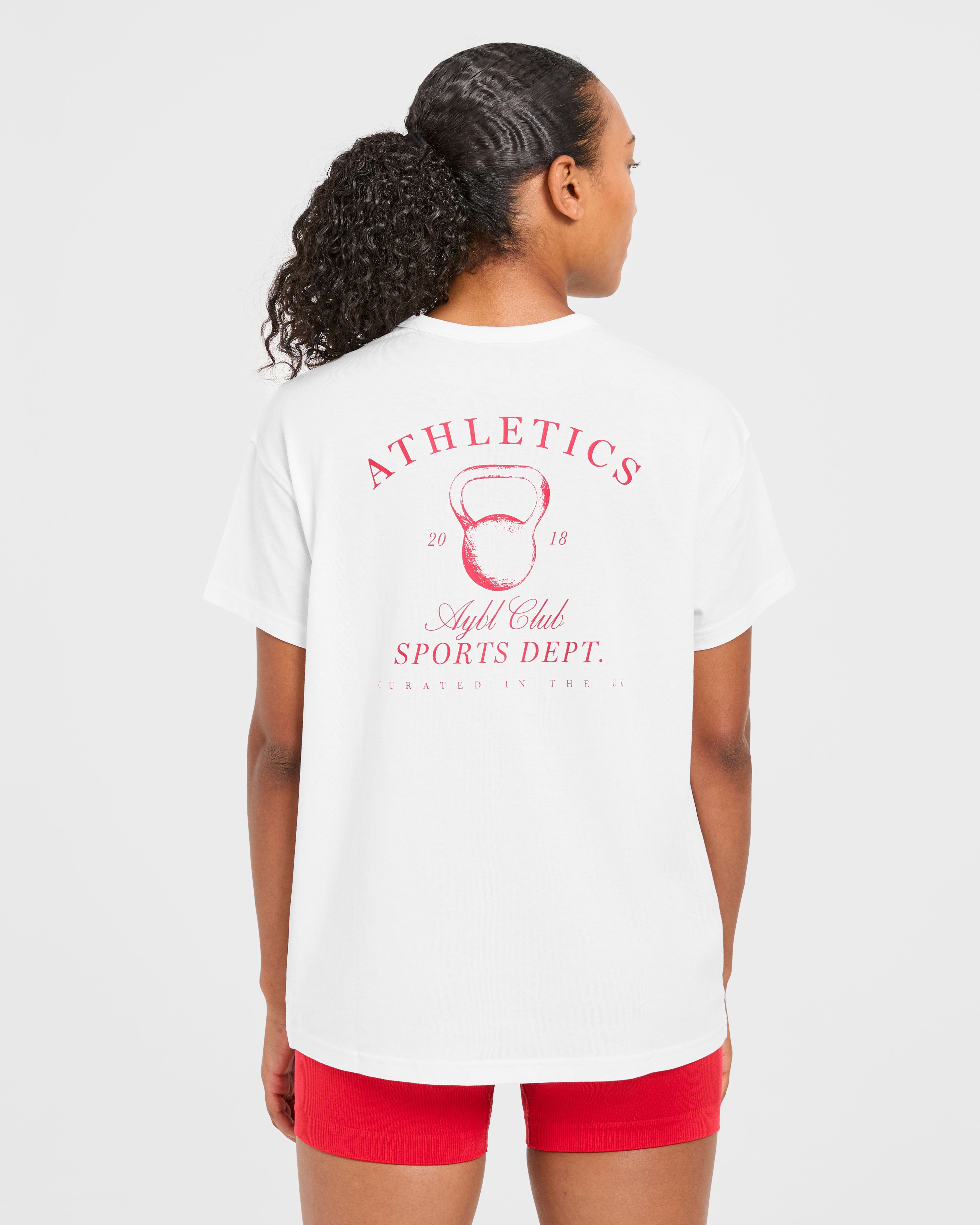Athletics Sport Dept Oversized T Shirt - Weiß/Rot