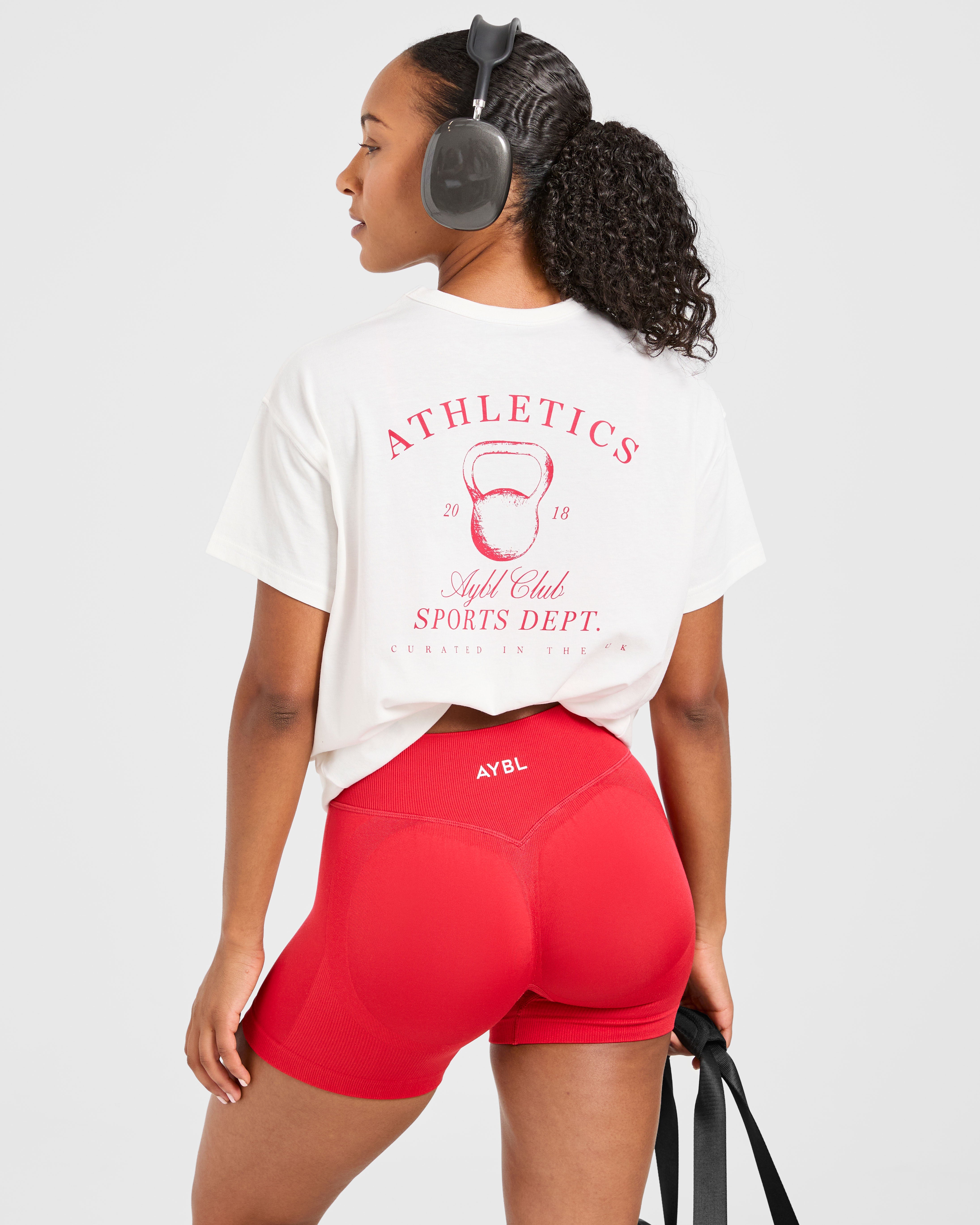 Athletics Sport Dept Oversized T Shirt - Weiß/Rot